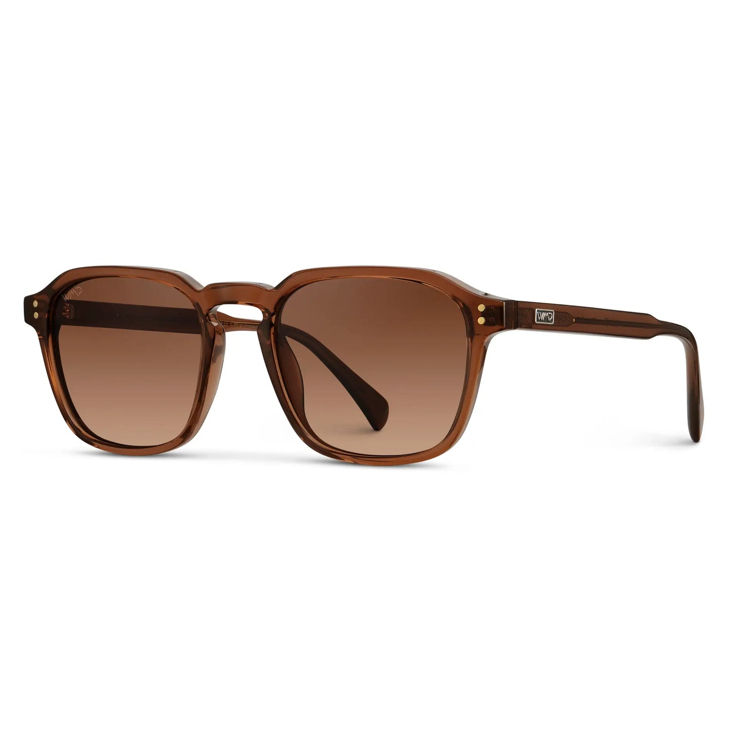 Terracotta Brown / Copper Brown Gradient Lens || Men's Terracotta Brown Geometric Square Frame Sunglasses with Copper Brown Gradient Polarized Lenses