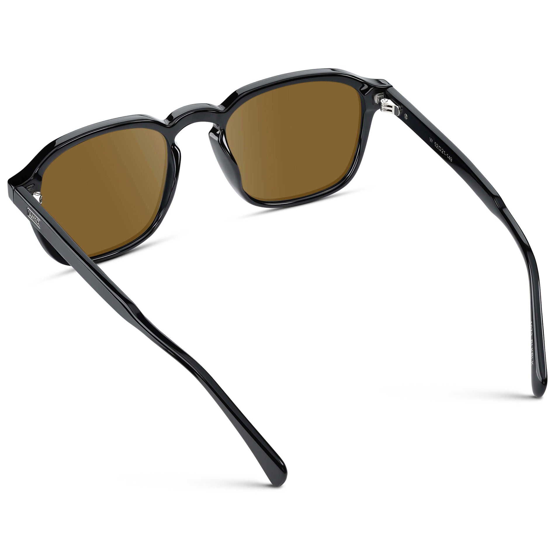 Black / Amber Lens || Black Square Frame with Amber Prescription Sunglass Lenses