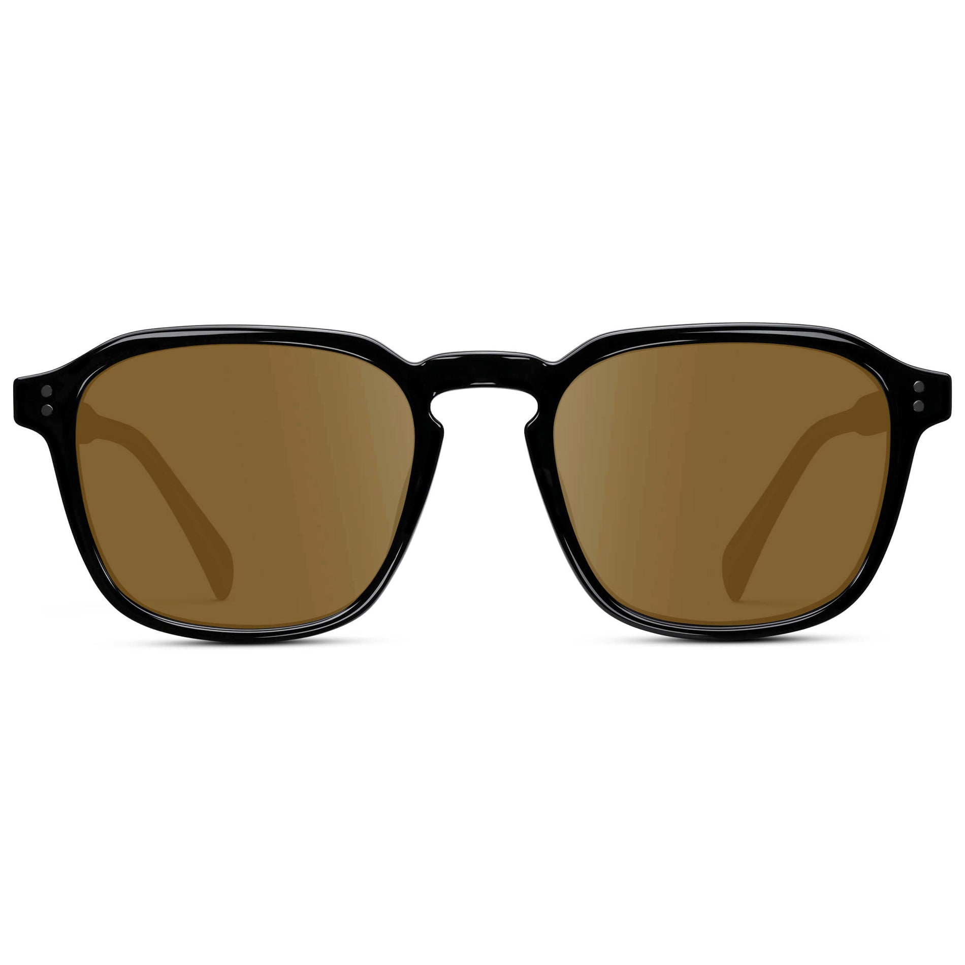 Black / Amber Lens || Black Square Frame with Amber Prescription Sunglass Lenses