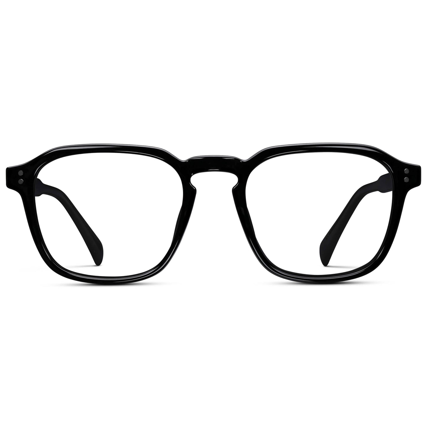 Black || Black Square Frame with Clear Prescription Lenses