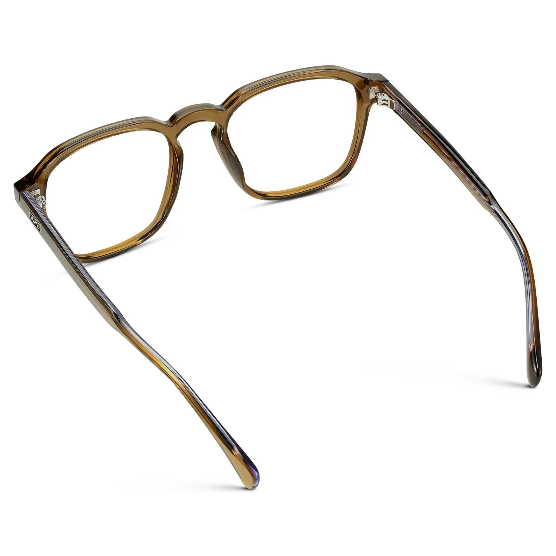 Crystal Verde || Back view of Men's Square Prescription Sunglasses with Crystal Verde Frame and Clear Lenses on a white background