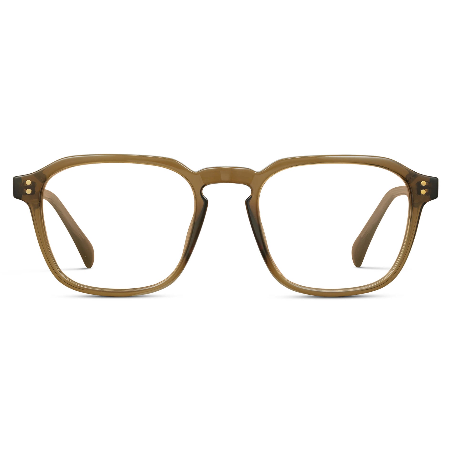 Crystal Verde || Dark Green Square Frame with Clear Prescription Lenses