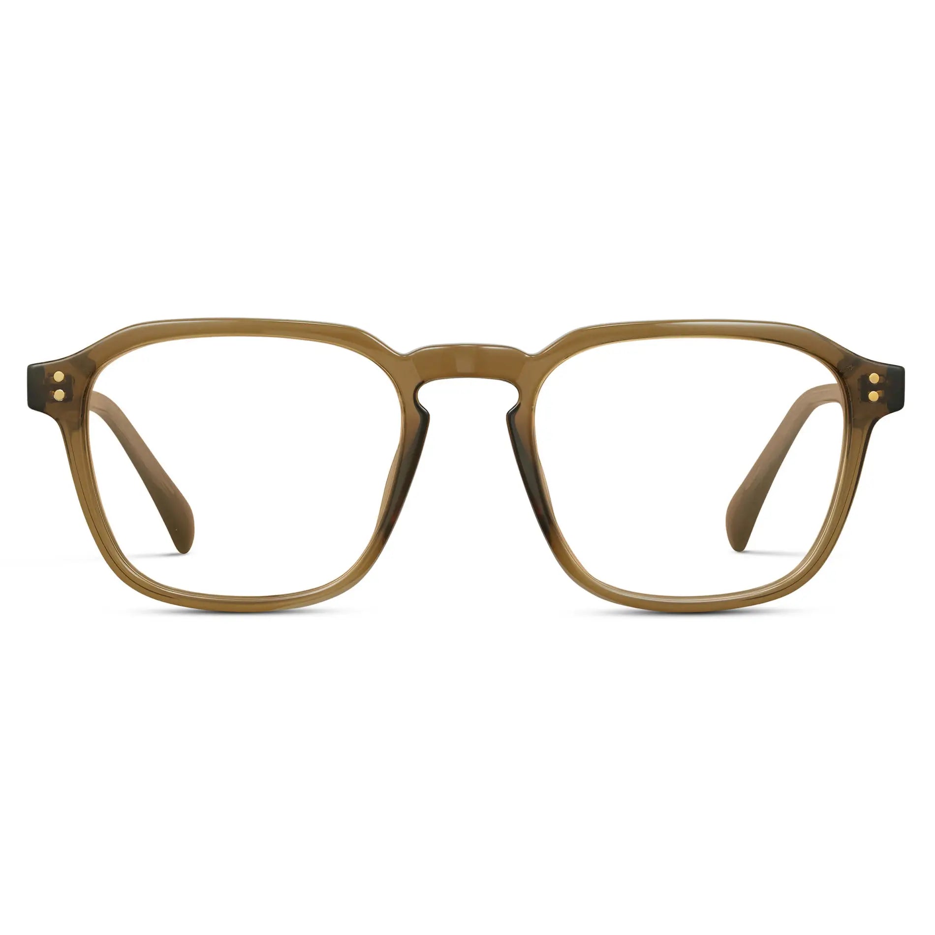 Crystal Verde || Men's Square Prescription Sunglasses with Crystal Verde Frame and Clear Lenses on a white background