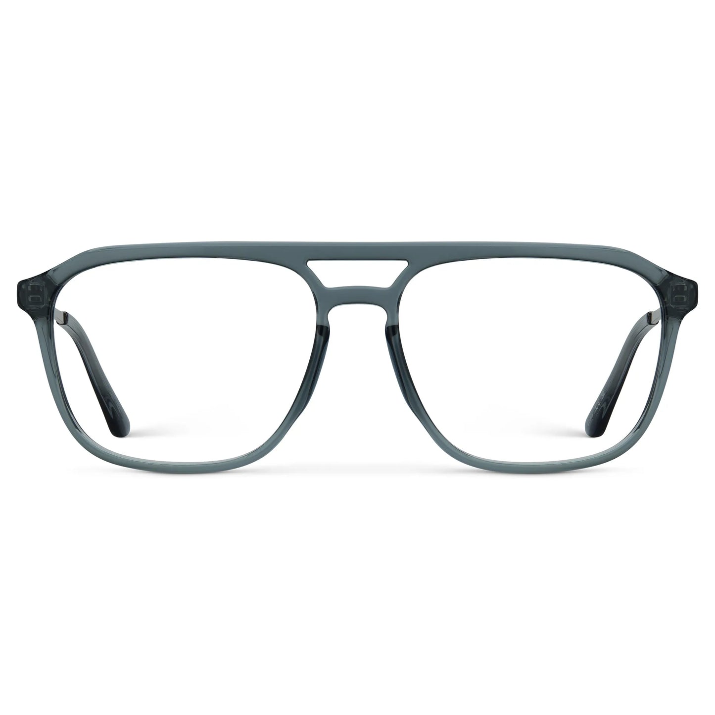 Stone Blue || Men's Double Bridge Aviator Prescription Glasses with Stone Blue Frame and Clear Lens on a white background