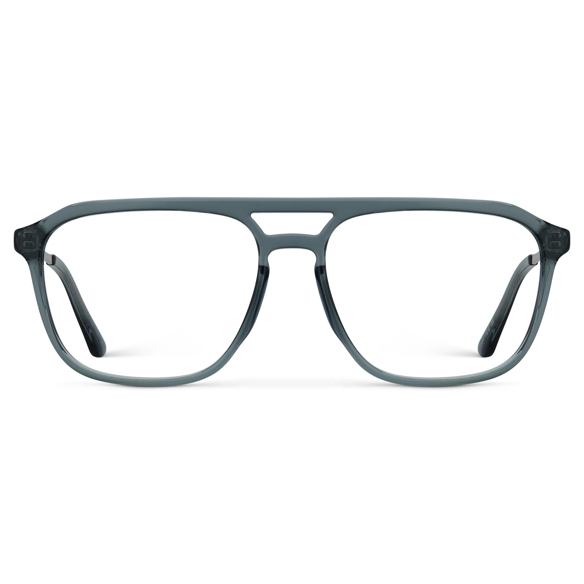 Stone Blue || Men's Double Bridge Aviator Prescription Glasses with Stone Blue Frame and Clear Lens on a white background