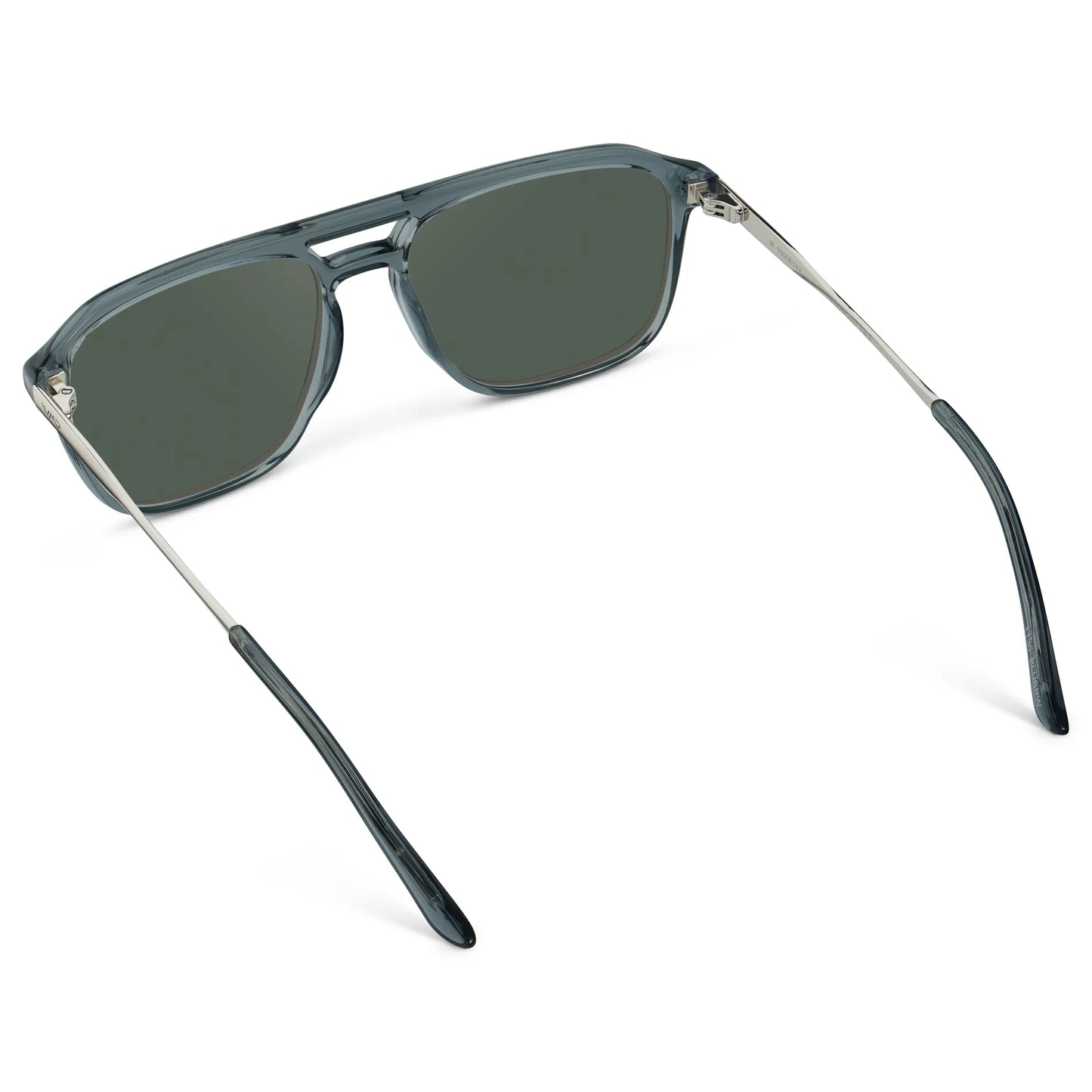 Stone Blue / G15 || Back view of Men's Double Bridge Aviator Prescription Sunglasses with Stone Blue Frame and Green Lens on a white background