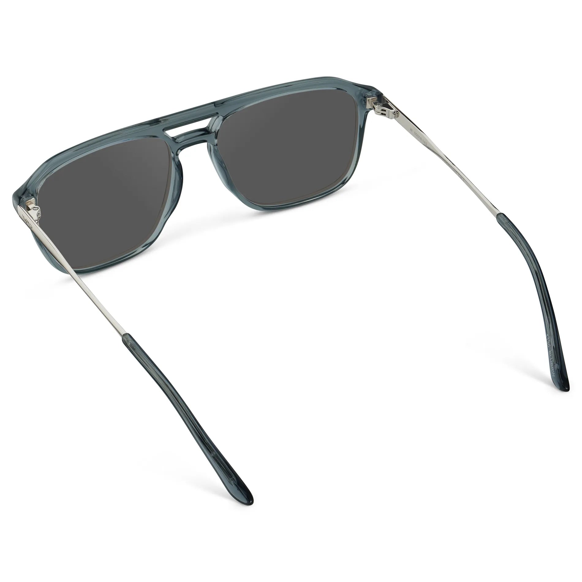 Stone Blue / Grey || Back view of Men's Double Bridge Aviator Prescription Sunglasses with Stone Blue Frame and Grey Lens on a white background