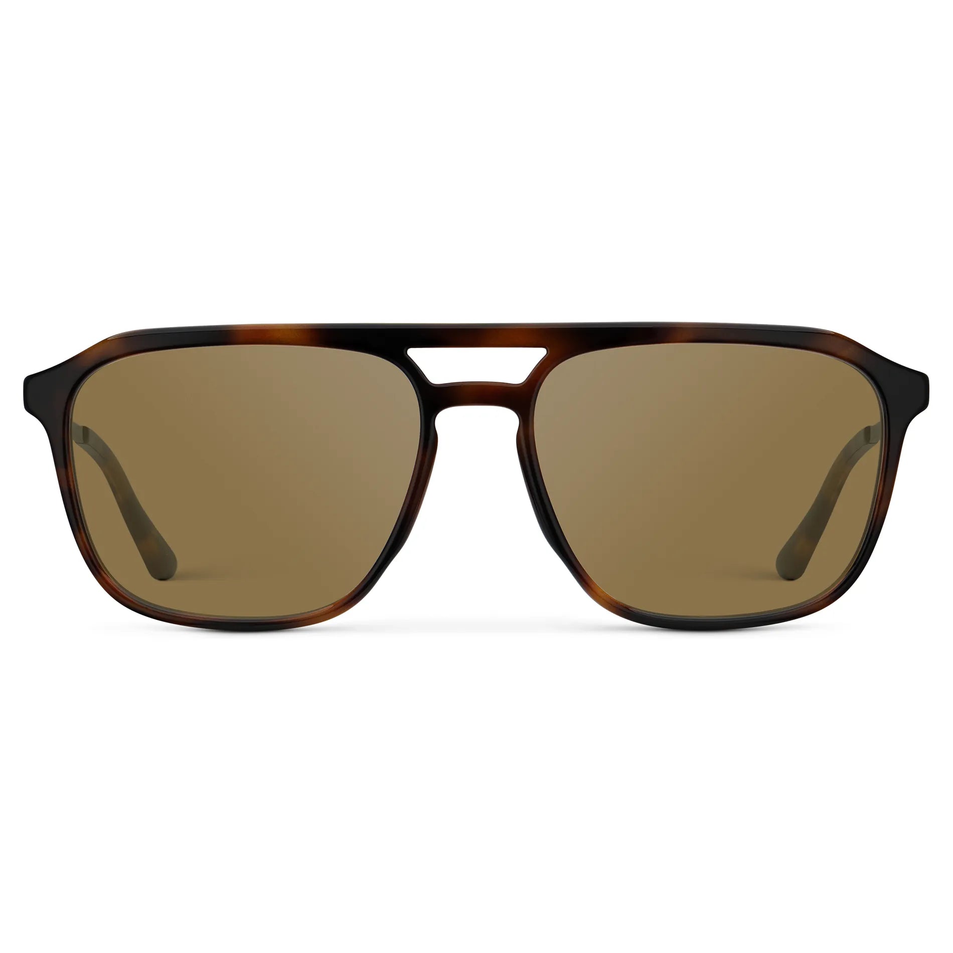 Brown Tortoise / Amber || Men's Double Bridge Aviator Prescription Sunglasses with Brown Tortoise Frame and Brown Lens on a white background