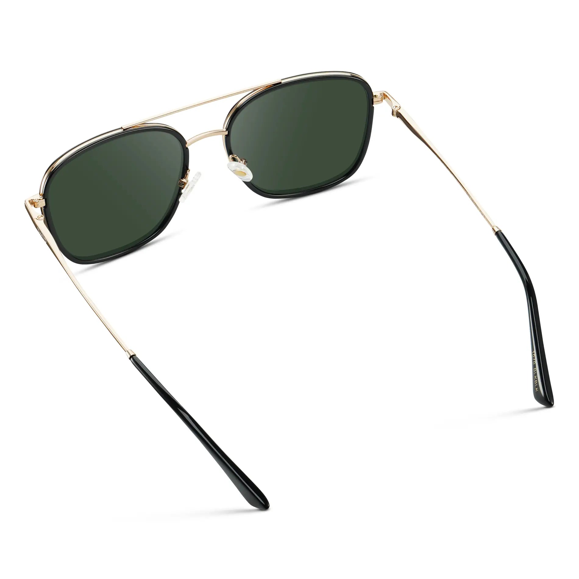 Black / G15 || Women's Oversized Square Aviator Prescription Eyeglasses with Black Acetate and Stainless Steel Frame and Green Lenses