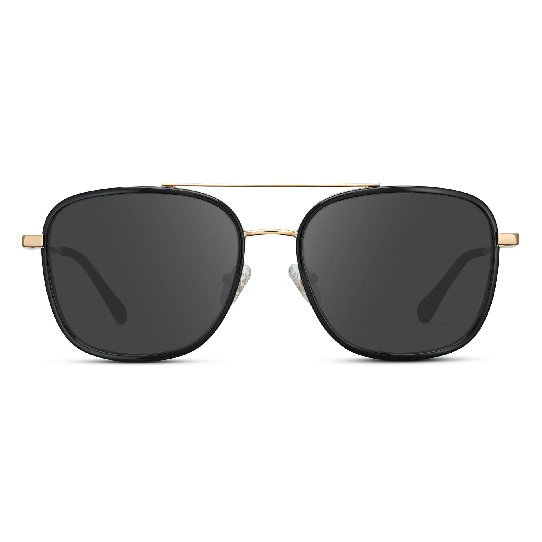 Black / Grey || Women's Oversized Square Aviator Prescription Eyeglasses with Black Acetate and Stainless Steel Frame and Grey Lenses