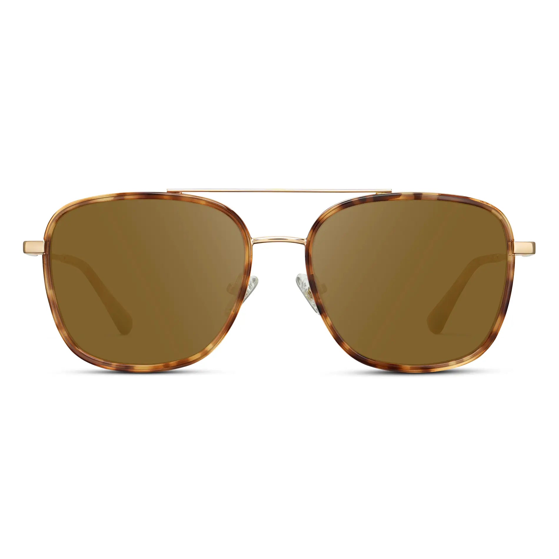 Honeycomb Tortoise / Amber || Women's Oversized Prescription Sunglasses with Honeycomb Tortoise Acetate Frame, Gold Stainless Steel Temples and Amber Prescription Lens
