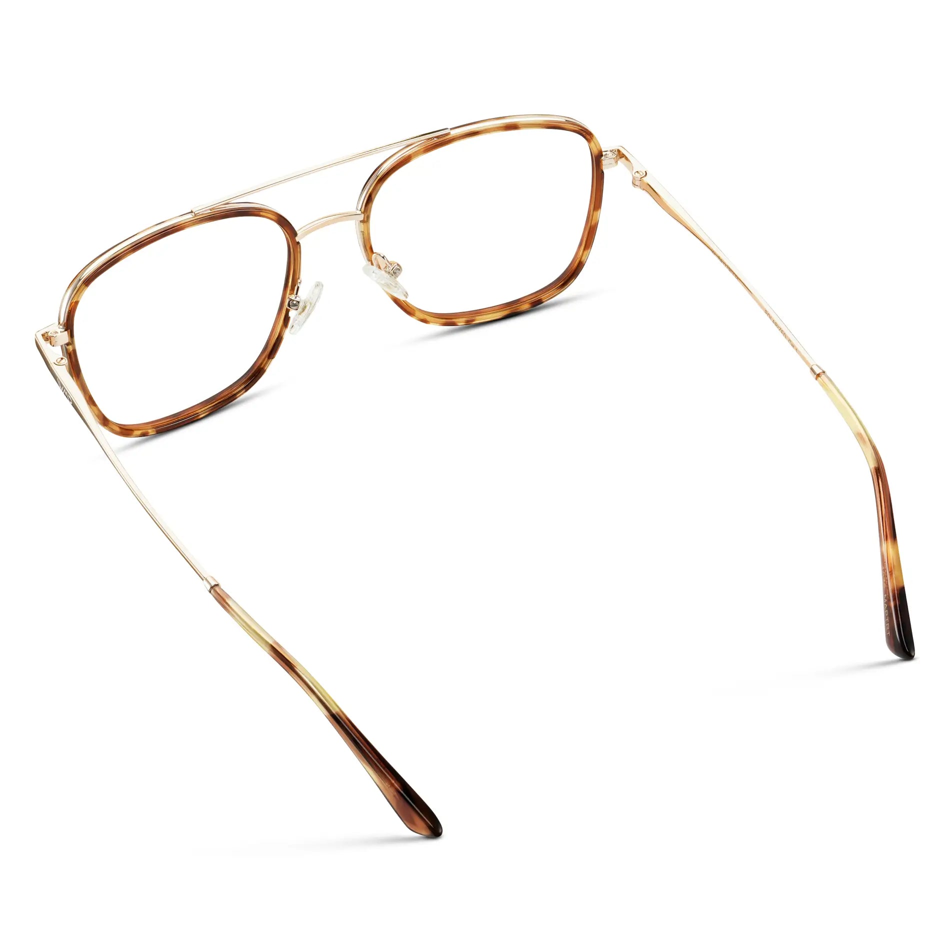 Honeycomb Tortoise || Women's Oversized Square Aviator Prescription Eyeglasses with Honeycomb Tortoise Acetate and Stainless Steel Frame and Clear Lenses