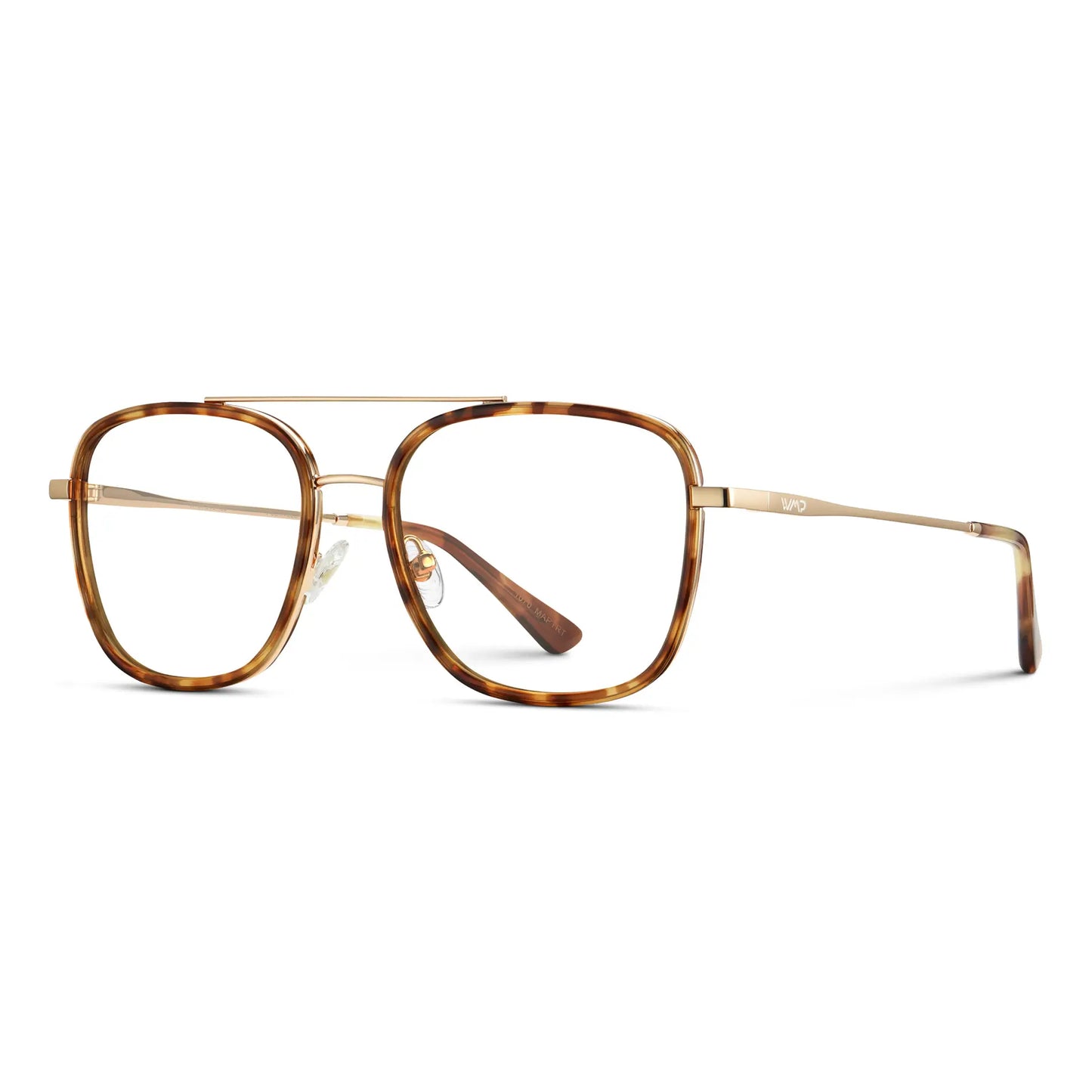 Honeycomb Tortoise || Women's Oversized Square Aviator Prescription Eyeglasses with Honeycomb Tortoise Acetate and Stainless Steel Frame and Clear Lenses