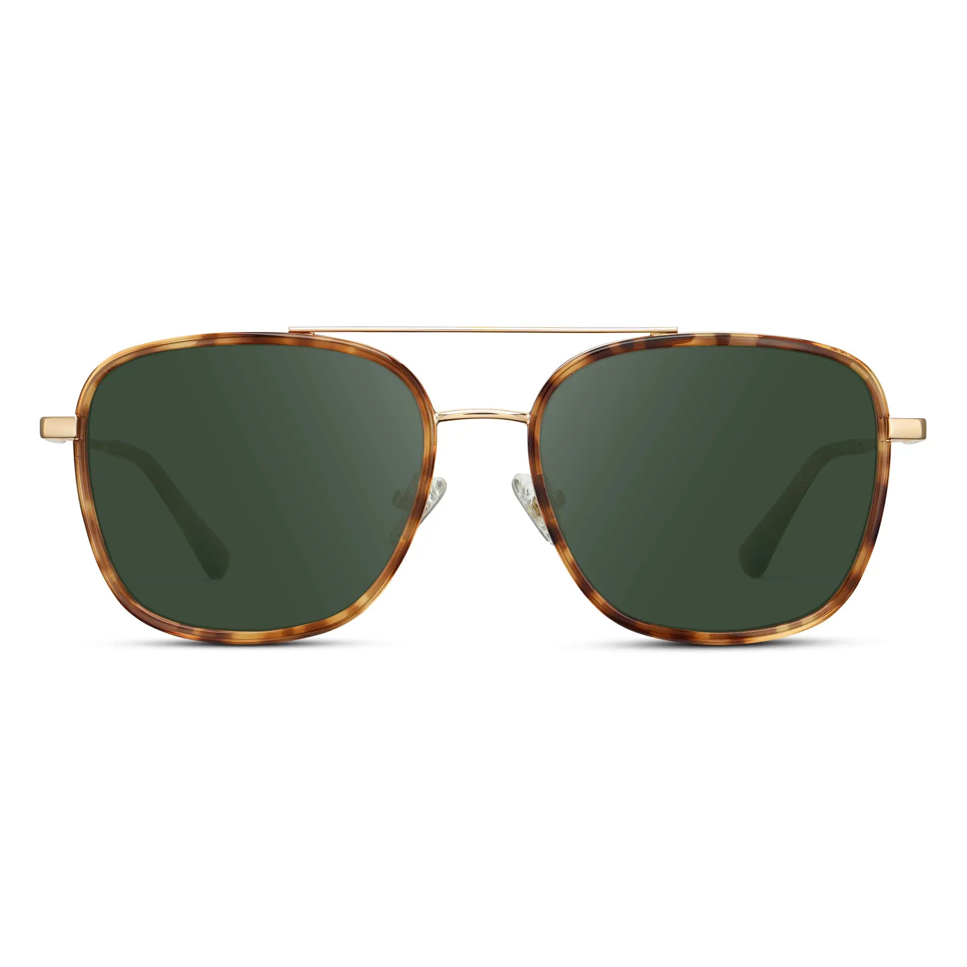 Honeycomb Tortoise / G15 || Women's Oversized Prescription Sunglasses with Honeycomb Tortoise Acetate Frame, Gold Stainless Steel Temples and Green Prescription Lens
