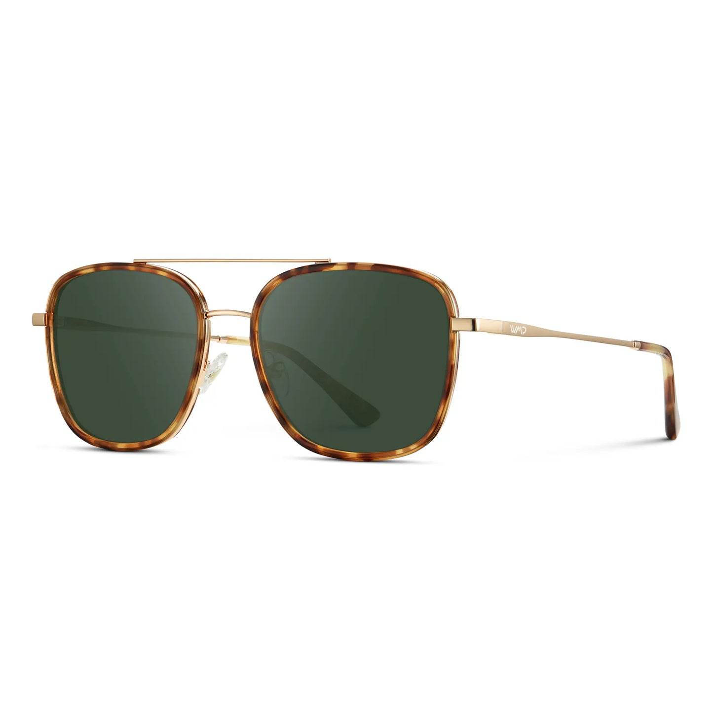 Honeycomb Tortoise / G15 || Women's Oversized Prescription Sunglasses with Honeycomb Tortoise Acetate Frame, Gold Stainless Steel Temples and Green Prescription Lens