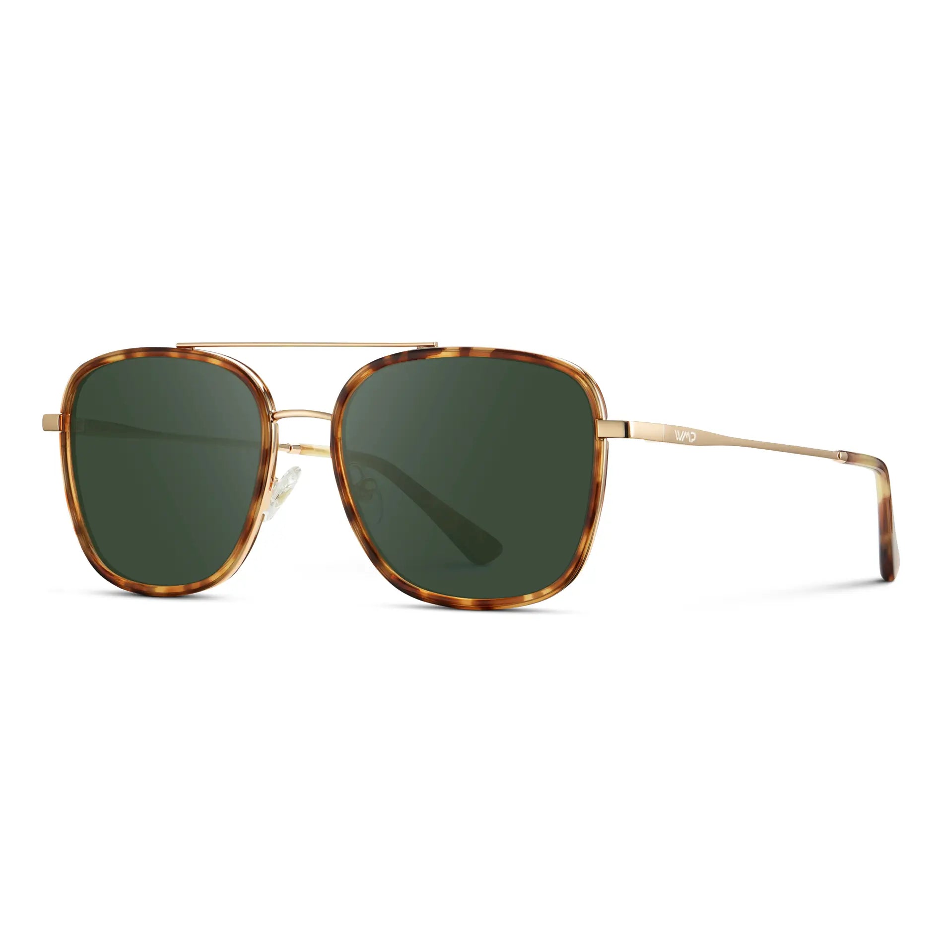Honeycomb Tortoise / G15 || Women's Oversized Prescription Sunglasses with Honeycomb Tortoise Acetate Frame, Gold Stainless Steel Temples and Green Prescription Lens