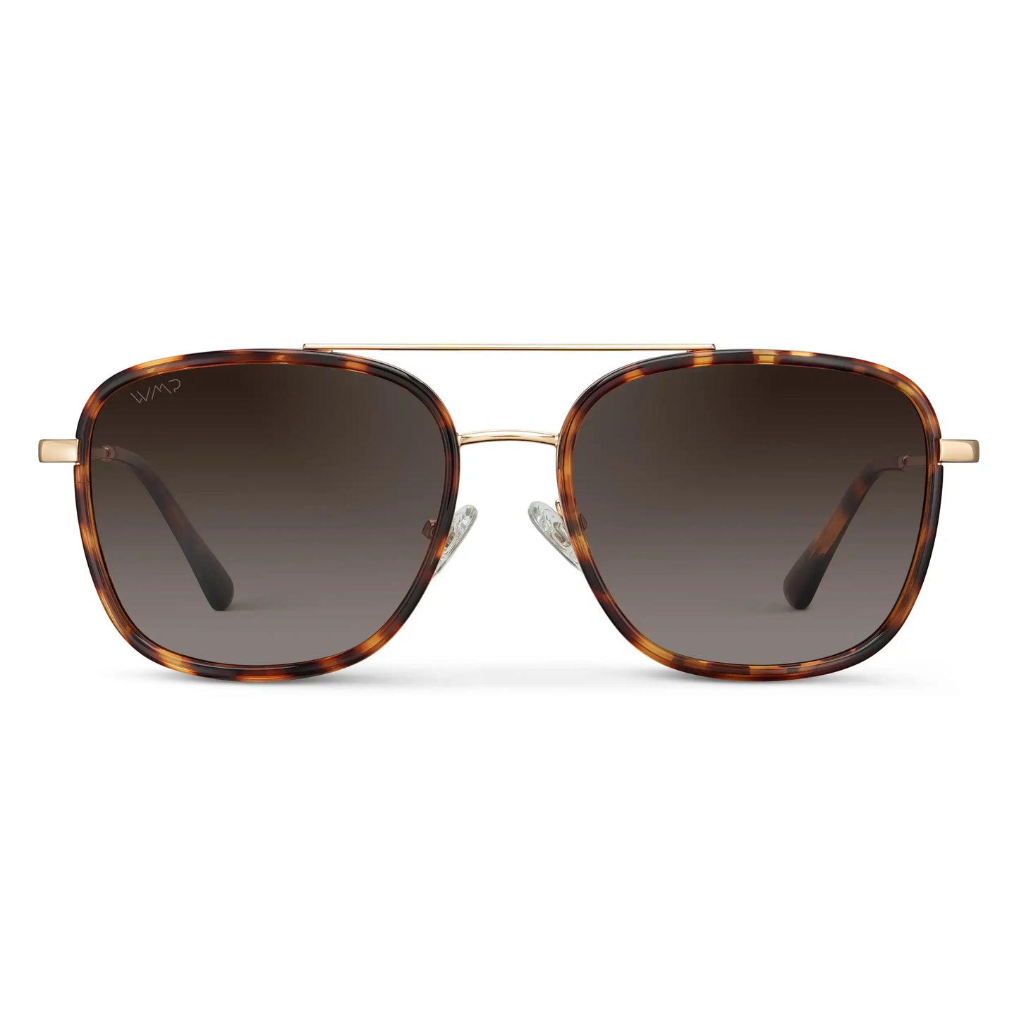 Ruby Tortoise / Brown Gradient Lens || Women's Ruby Tortoise Aviator Metal Frame Sunglasses with Brown Gradient Polarized Lenses on a white background