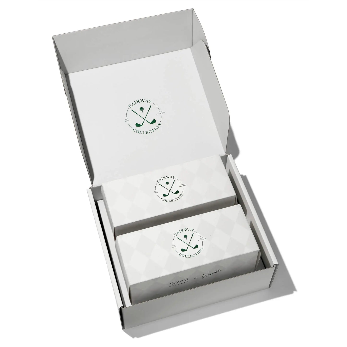 The Drive Kit || Best Selling Men's Golf Styles Wyndham in Crystal Agave Green/Black Lens and Woods in Crystal Ice Grey/Brown Lens combined in a gifting kit