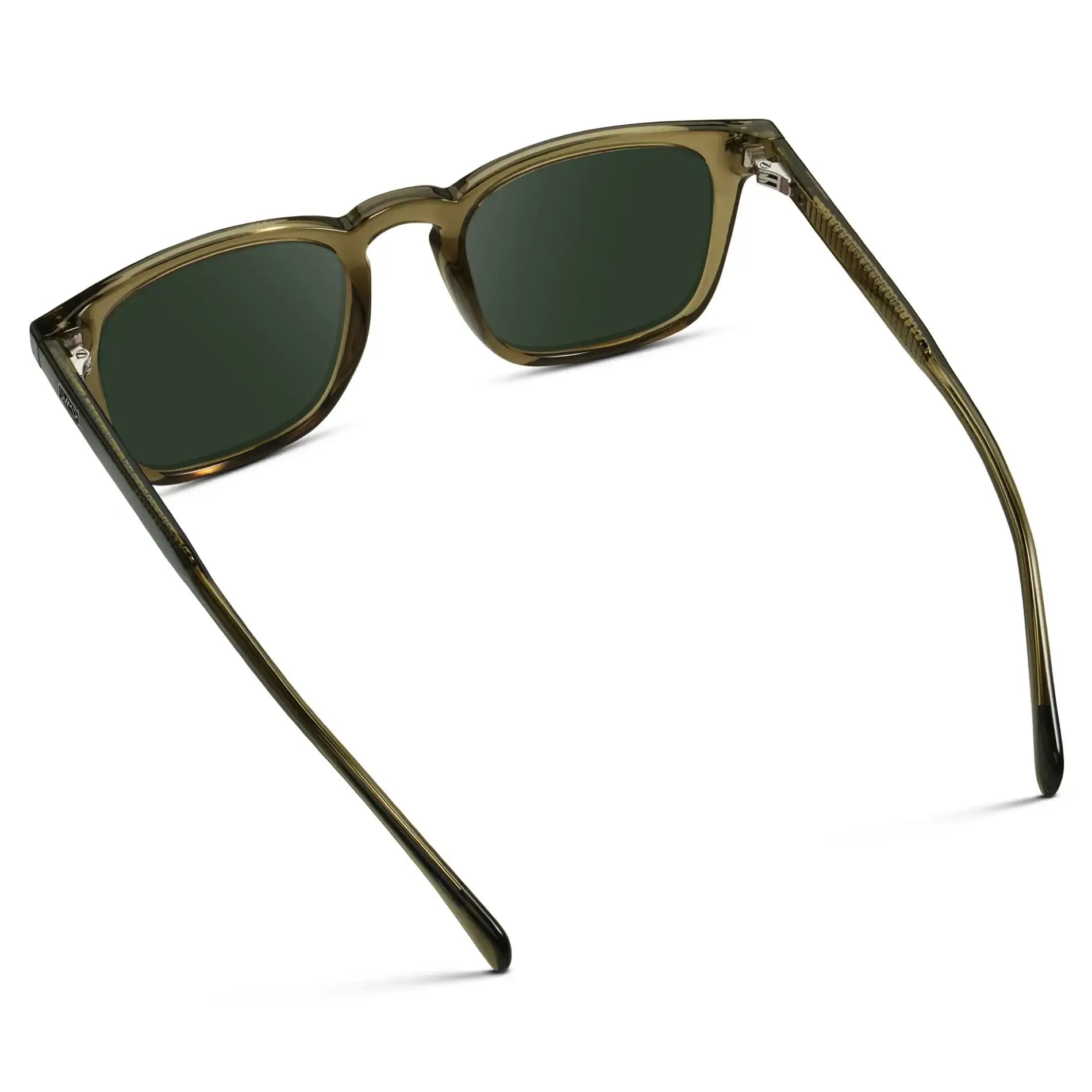 Khaki Green / G15 || Back view of Men's Rectangular Prescription Sunglasses with Khaki Green Frame and Green Lenses on a white background