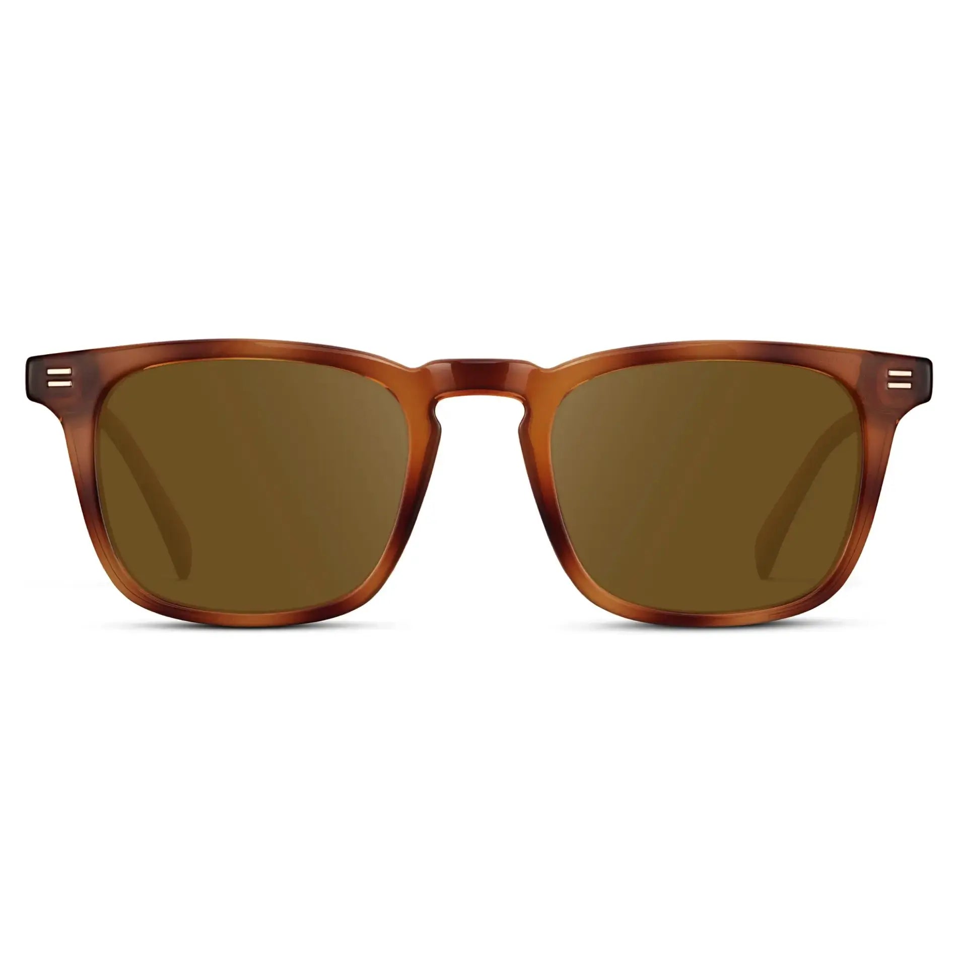 Honey Tortoise / Amber || Men's Rectangular Prescription Sunglasses with Honey Tortoise Frame and Amber Lenses on a white background