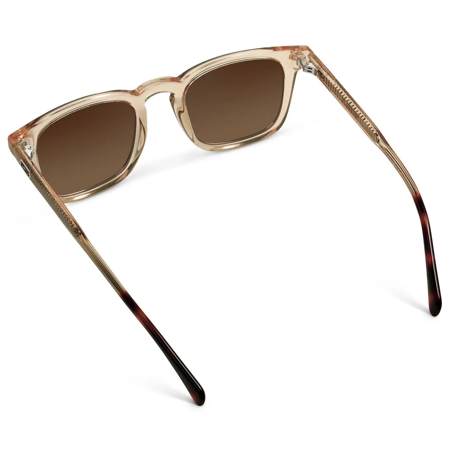 Sand Brown / Brown Gold Gradient Lens || Men's Rectangular Polarized Sunglasses with Sand Brown Frame and Brown Gold Gradient Lenses on a white background