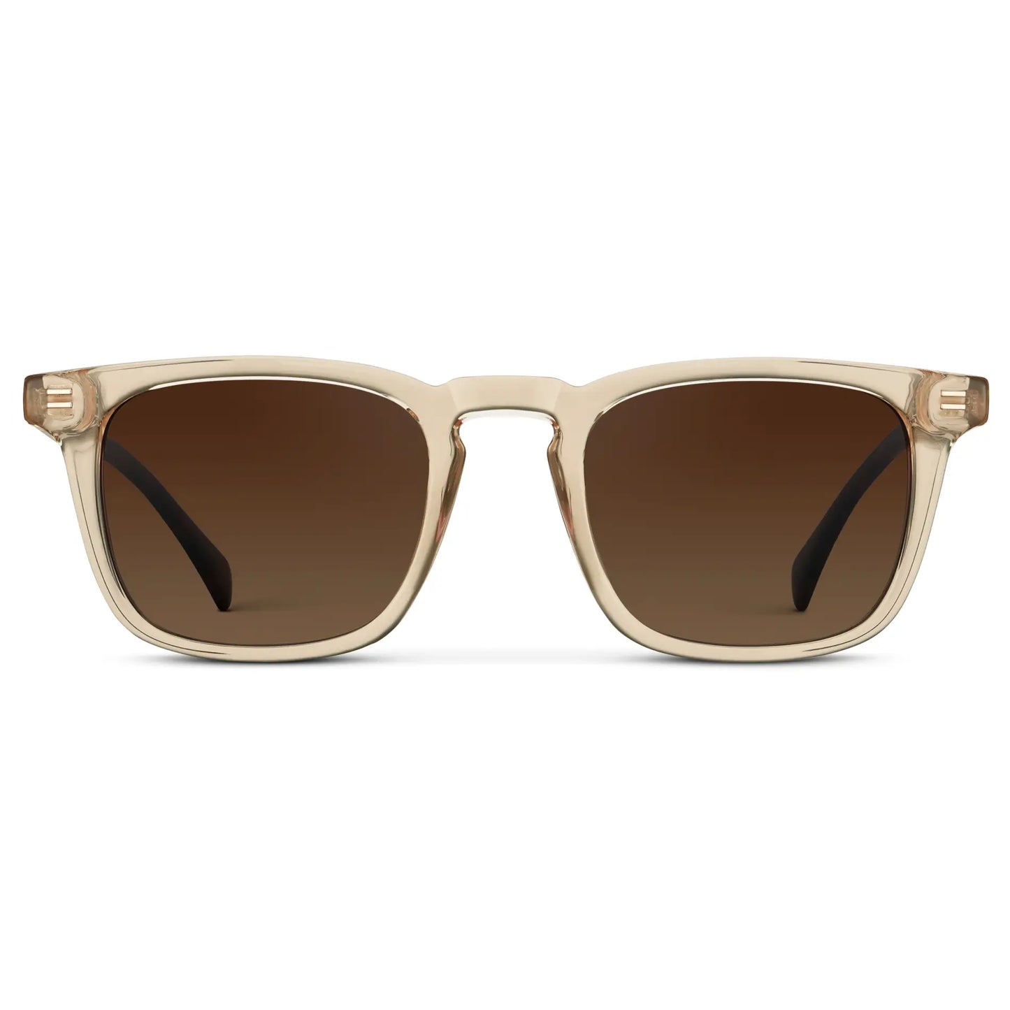Sand Brown / Brown Gold Gradient Lens || Men's Rectangular Polarized Sunglasses with Sand Brown Frame and Brown Gold Gradient Lenses on a white background