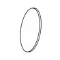 Line art icon of a thin oval lens shown at an angle, illustrating slim lens thickness
