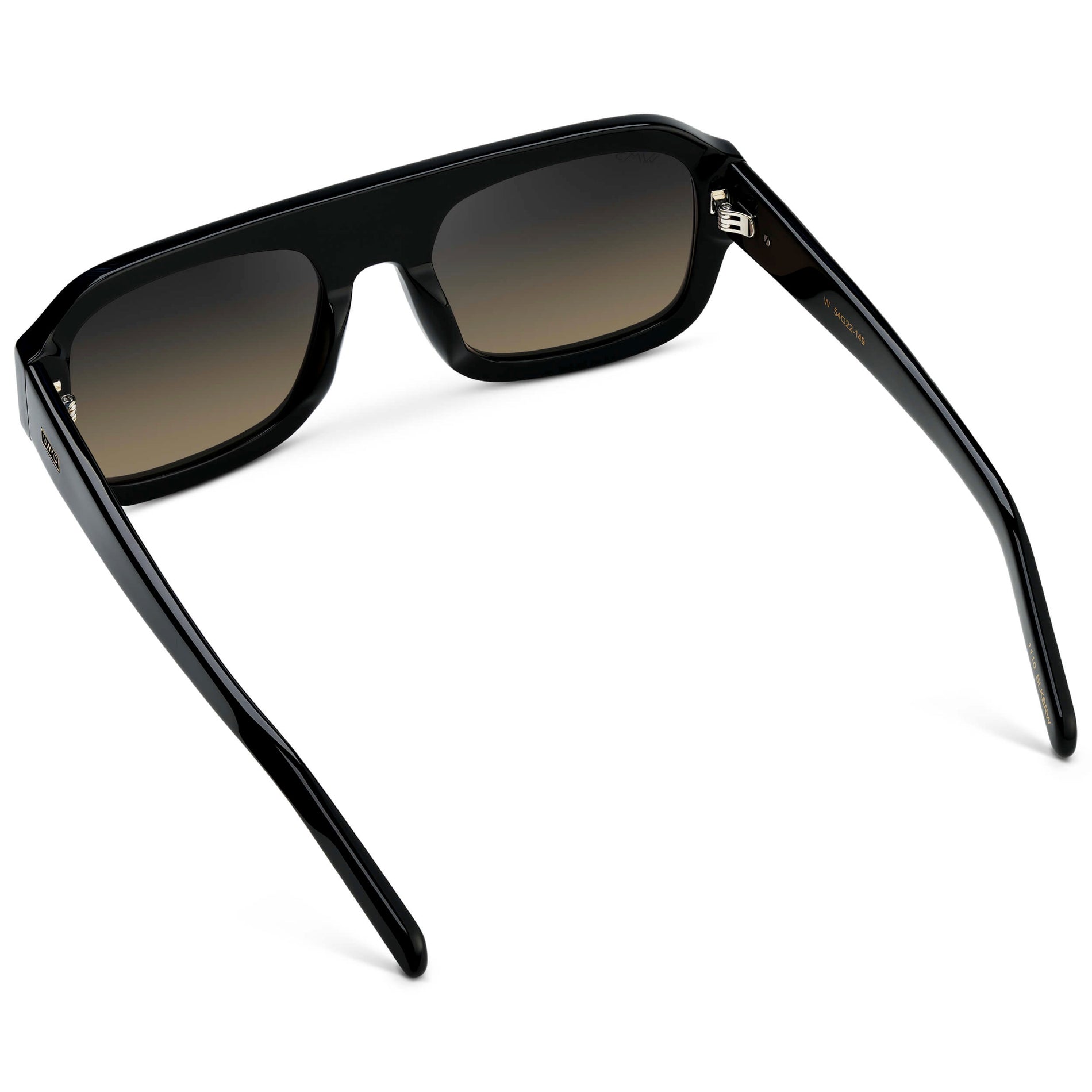 Black / Grey Brown Gradient Lens || Women's Chunky Rectangular Sunglasses with Black Acetate Frame and Grey Brown Gradient Polarized Lens