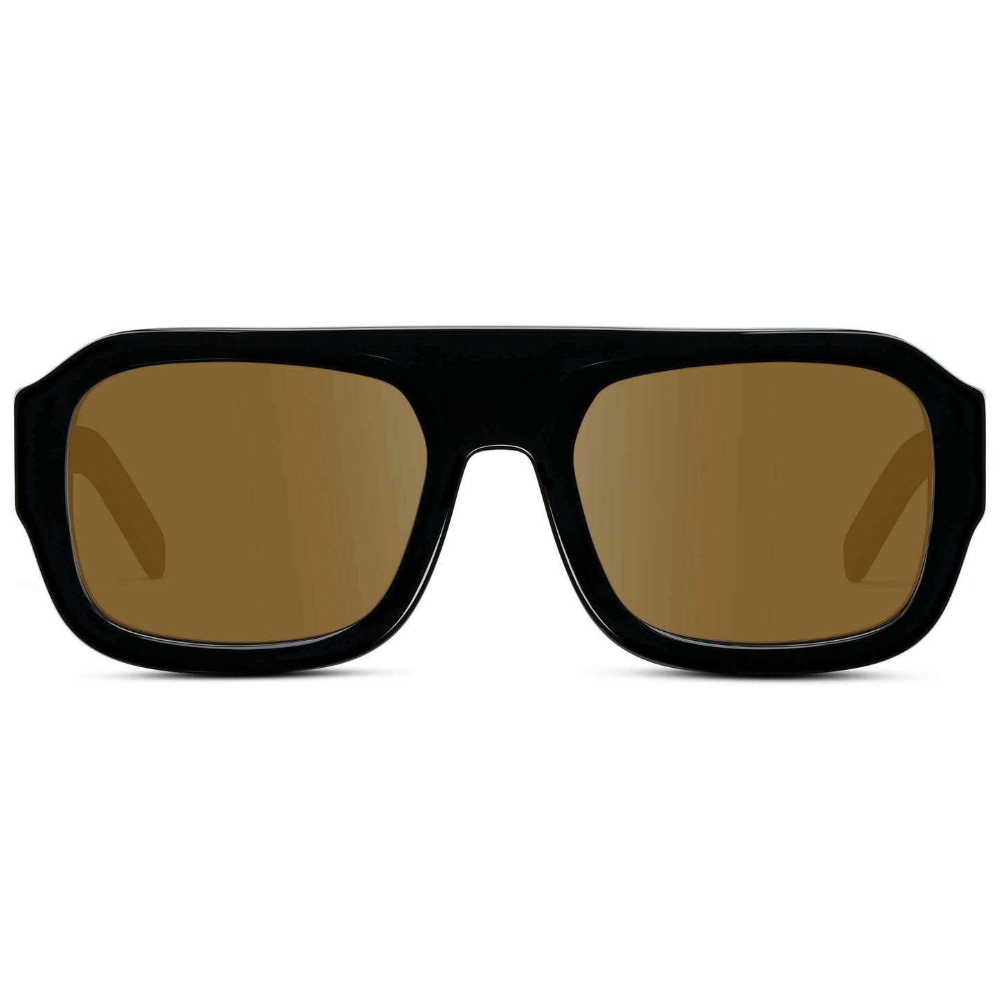 Black / Amber || Women's Chunky Rectangular Prescription Sunglasses with Black Acetate Frame and Amber Prescription Lens