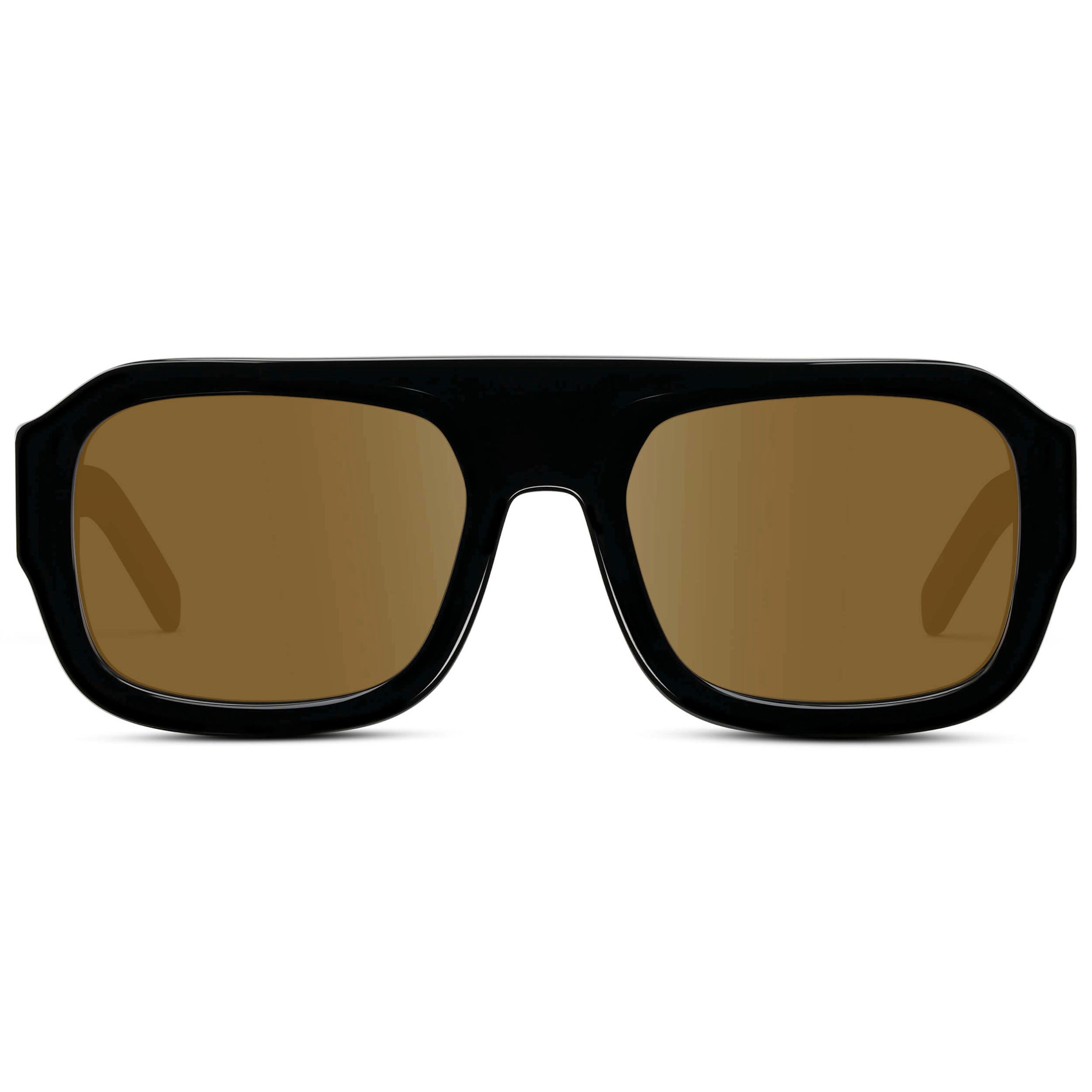 Black / Amber || Women's Chunky Rectangular Prescription Sunglasses with Black Acetate Frame and Amber Prescription Lens