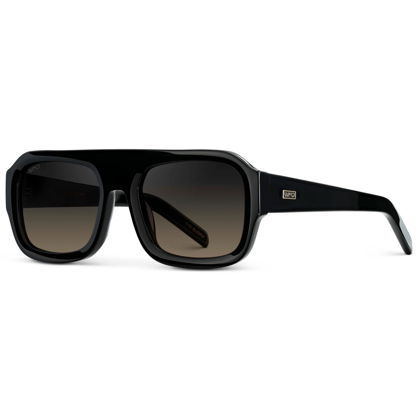 Black / Grey Brown Gradient Lens || Women's Chunky Rectangular Sunglasses with Black Acetate Frame and Grey Brown Gradient Polarized Lens
