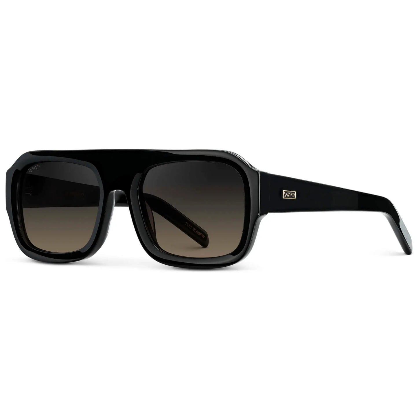Black / Grey Brown Gradient Lens || Women's Chunky Rectangular Sunglasses with Black Acetate Frame and Grey Brown Gradient Polarized Lens