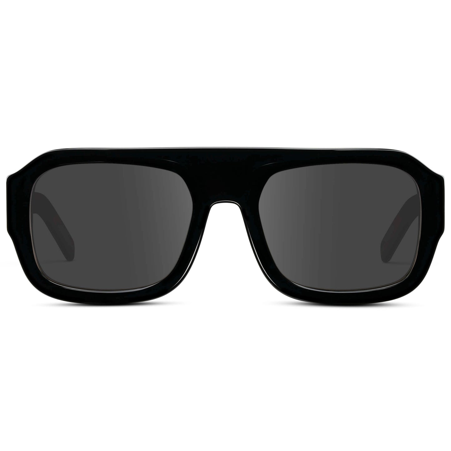 Black / Grey || Women's Chunky Rectangular Prescription Sunglasses with Black Acetate Frame and Grey Prescription Lens