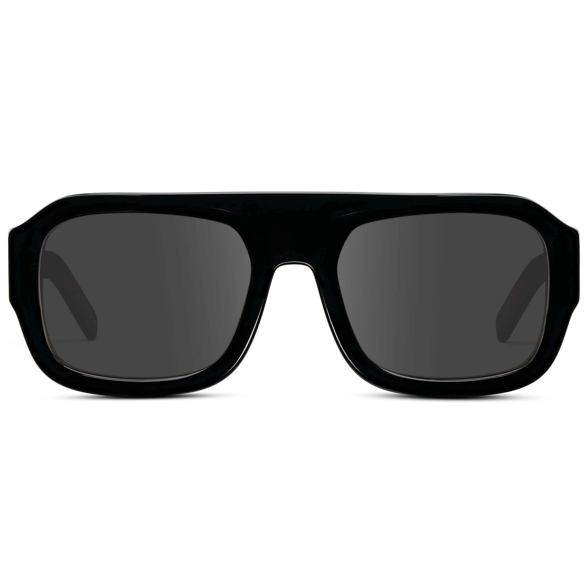Black / Grey || Women's Chunky Rectangular Prescription Sunglasses with Black Acetate Frame and Grey Prescription Lens