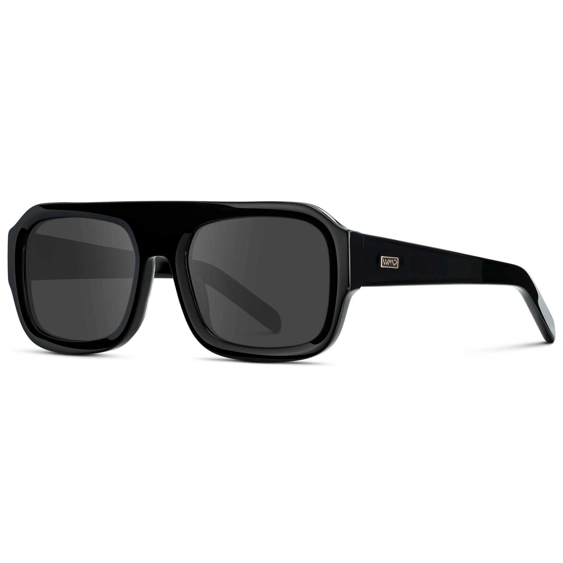 Black / Grey || Women's Chunky Rectangular Prescription Sunglasses with Black Acetate Frame and Grey Prescription Lens