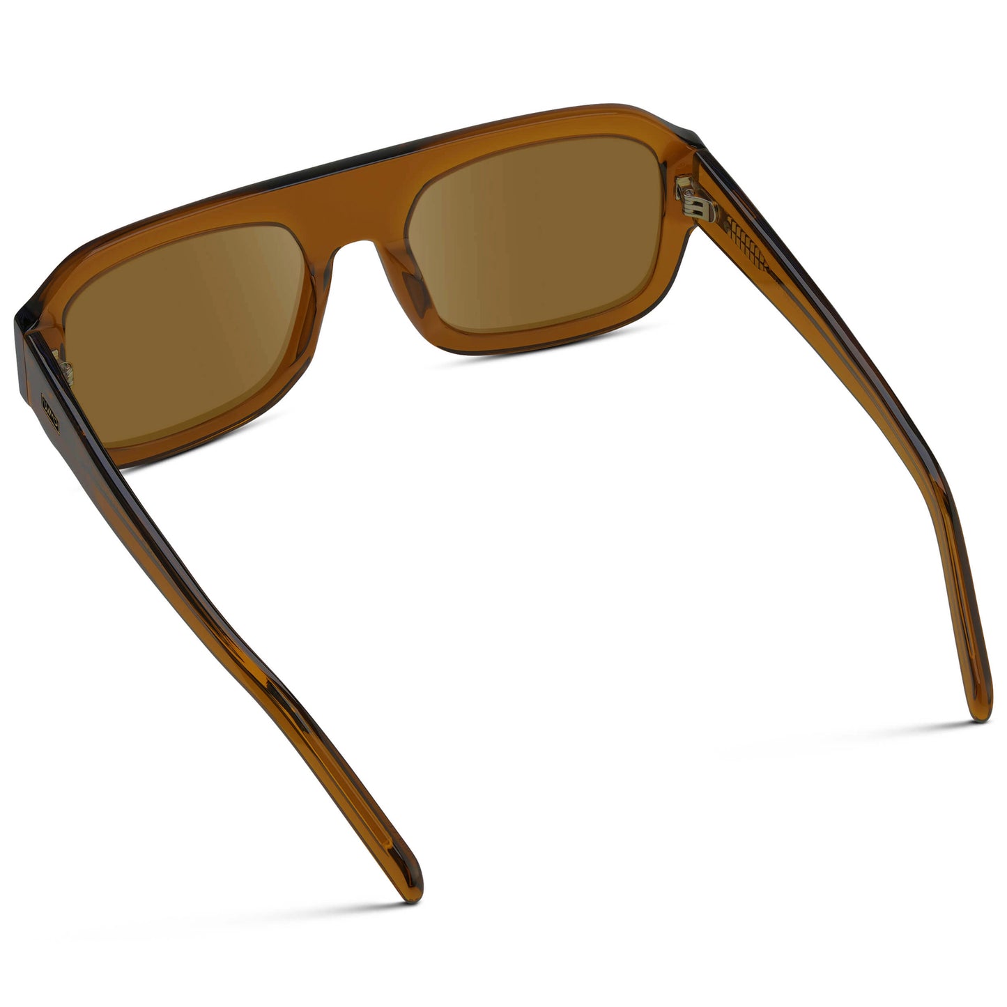 Caramel Brown / Amber || Women's Chunky Rectangular Prescription Sunglasses with Caramel Brown Acetate Frame and Amber Prescription Lens