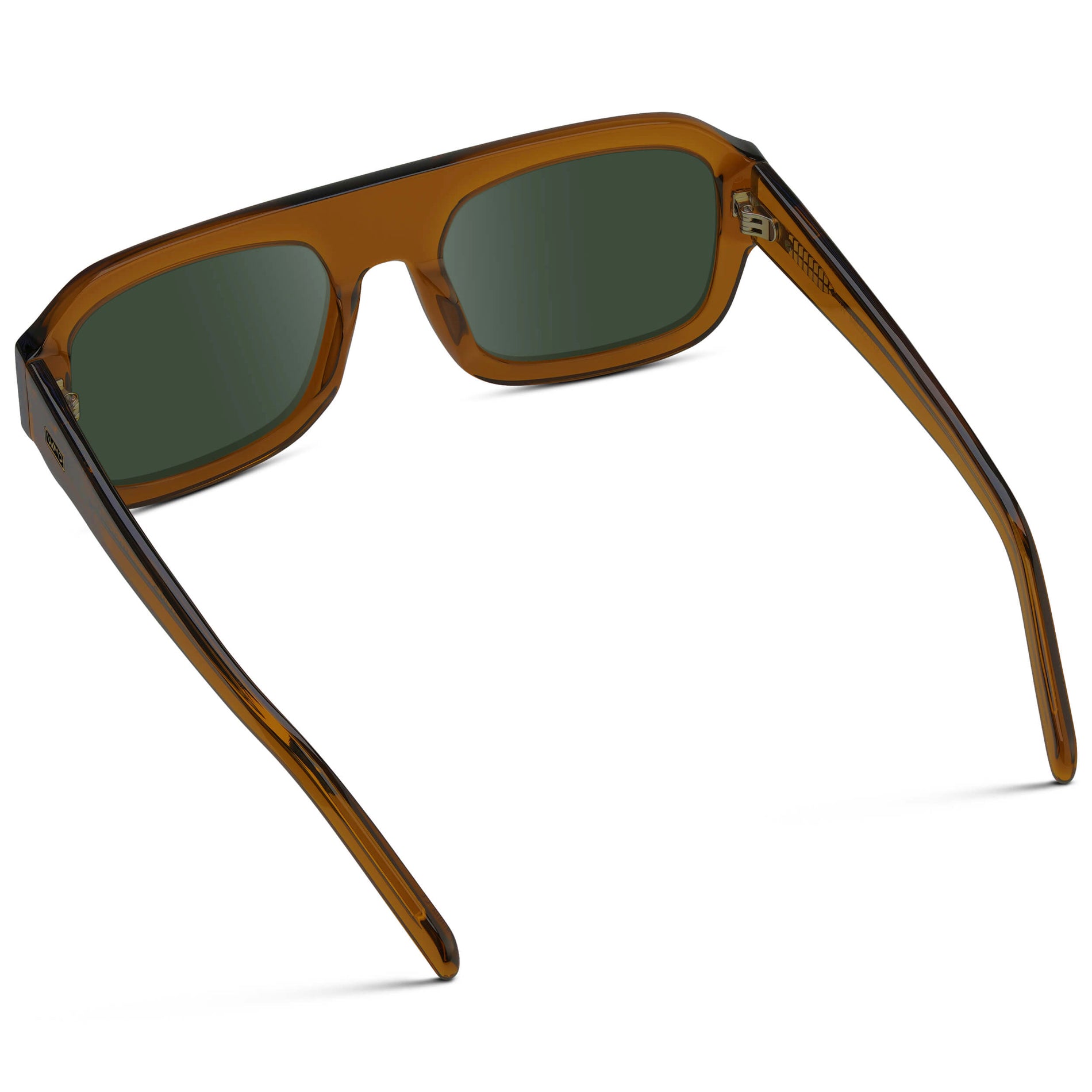 Caramel Brown / G15 || Women's Chunky Rectangular Prescription Sunglasses with Caramel Brown Acetate Frame and Green Prescription Lens
