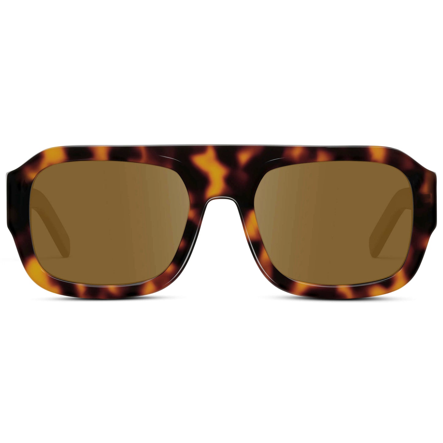 Brown Tortoise / Amber || Women's Chunky Rectangular Prescription Sunglasses with Brown Tortoise Acetate Frame and Amber Prescription Lens