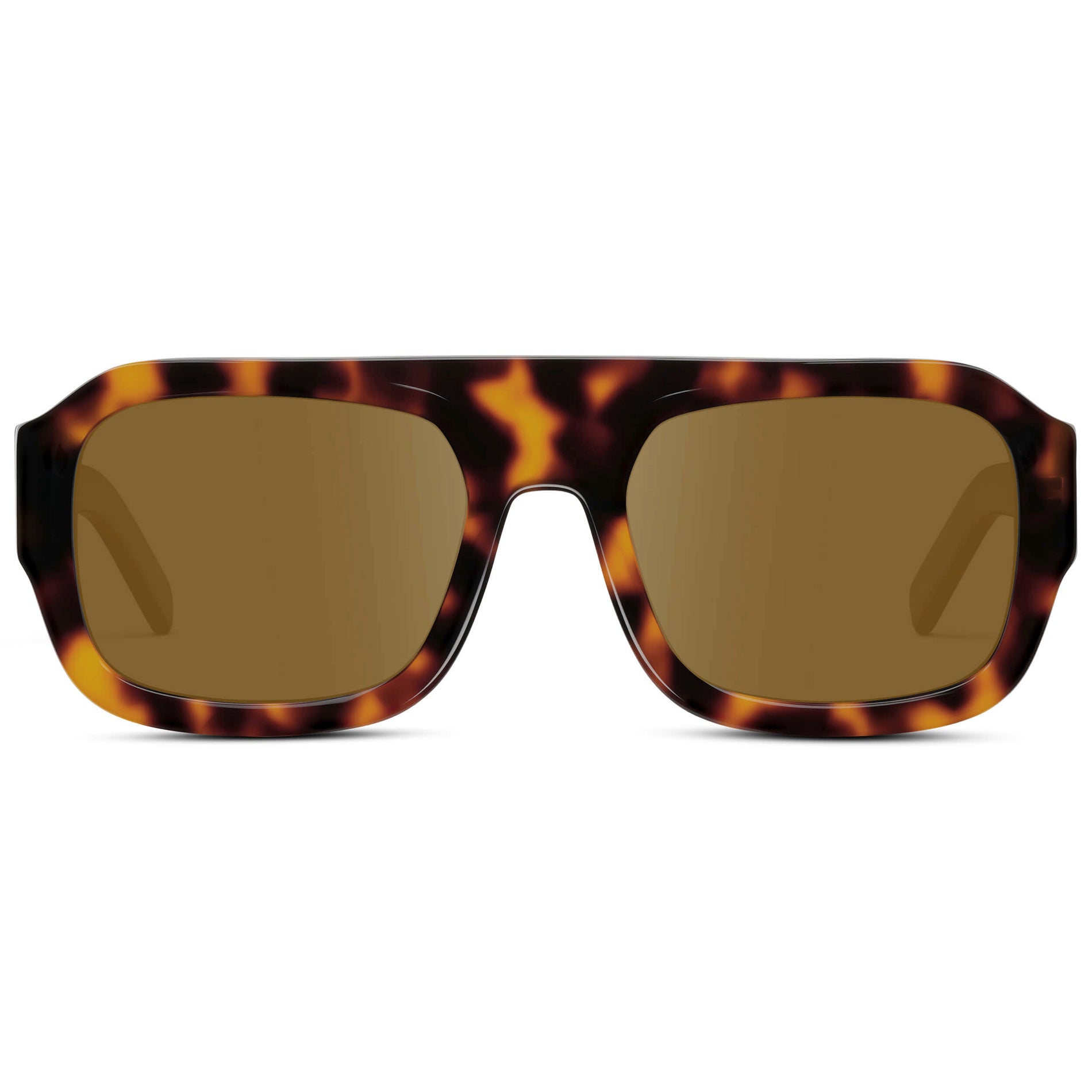 Brown Tortoise / Amber || Women's Chunky Rectangular Prescription Sunglasses with Brown Tortoise Acetate Frame and Amber Prescription Lens