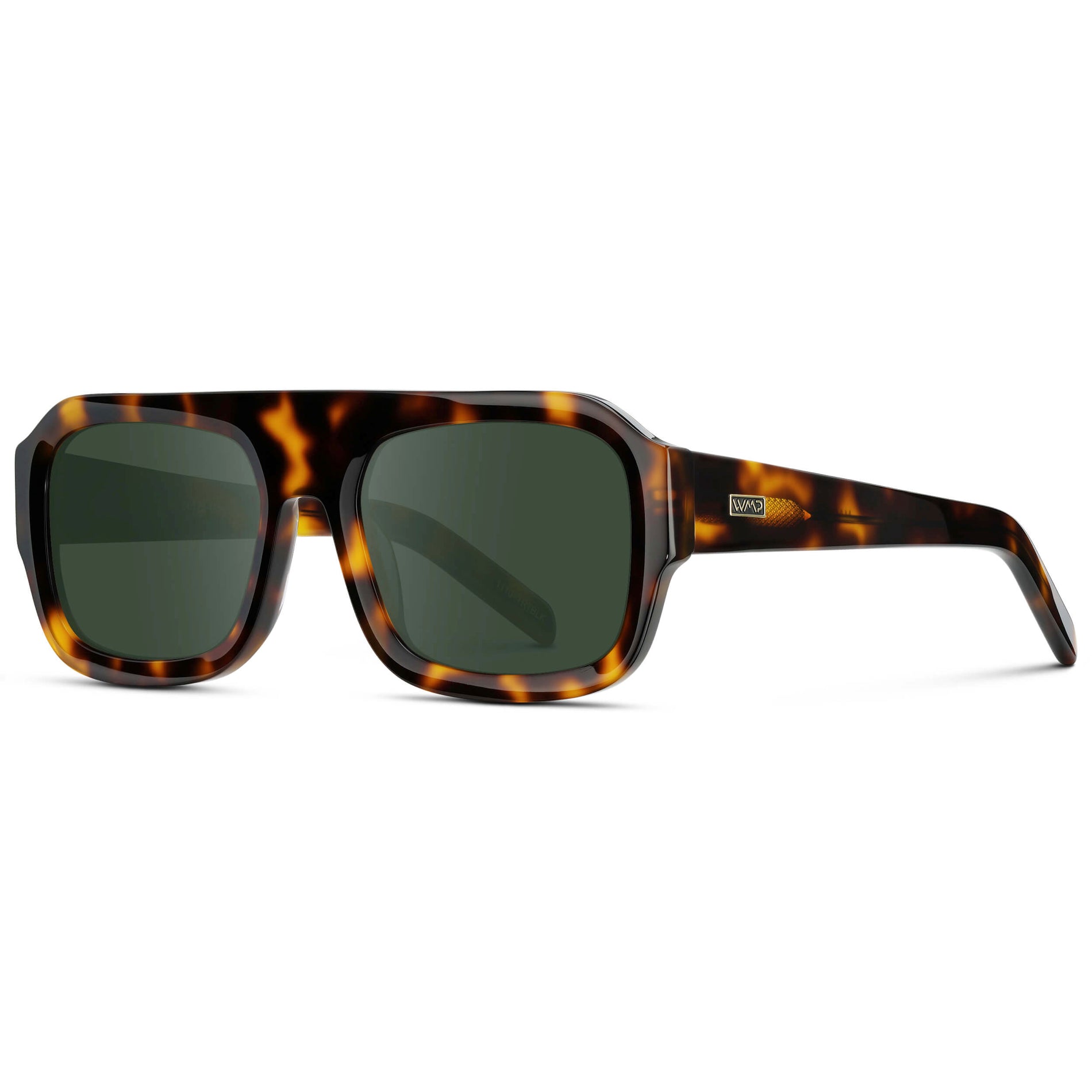 Brown Tortoise / G15 || Women's Chunky Rectangular Prescription Sunglasses with Brown Tortoise Acetate Frame and Green Prescription Lens