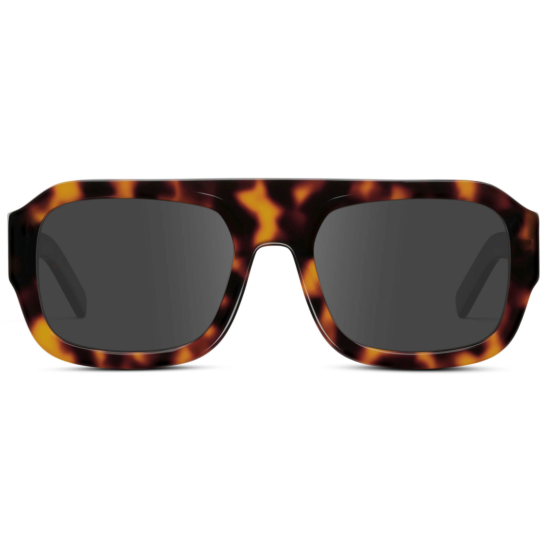 Brown Tortoise / Grey || Women's Chunky Rectangular Prescription Sunglasses with Brown Tortoise Acetate Frame and Grey Prescription Lens