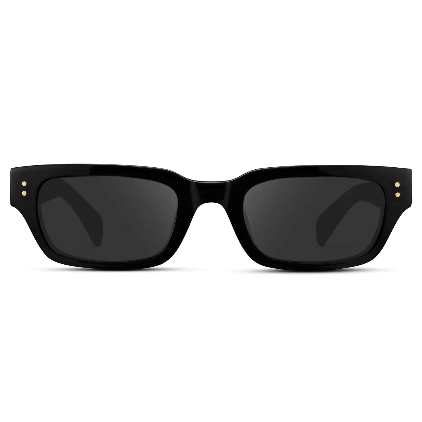 Black / Grey || Women's Rectangular Prescription Sunglasses with Black Frame and Grey Prescription Lens on a white background