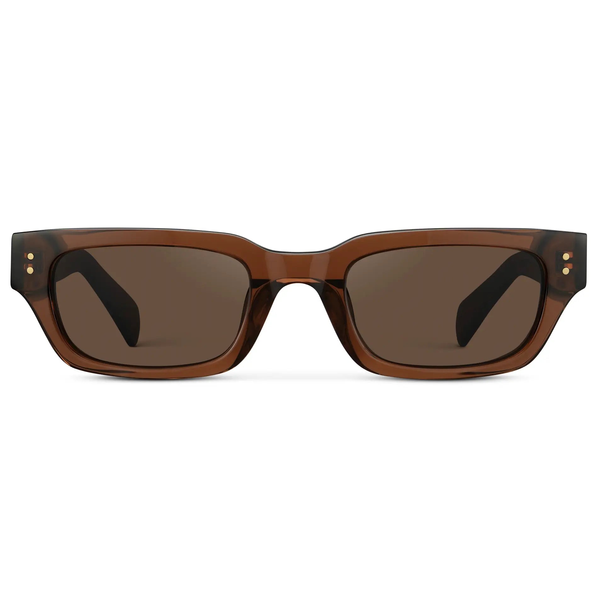 Cocoa Brown / Brown Lens || Women's Rectangular Polarized Sunglasses with Cocoa Brown Frame and Brown Lenses on a white background
