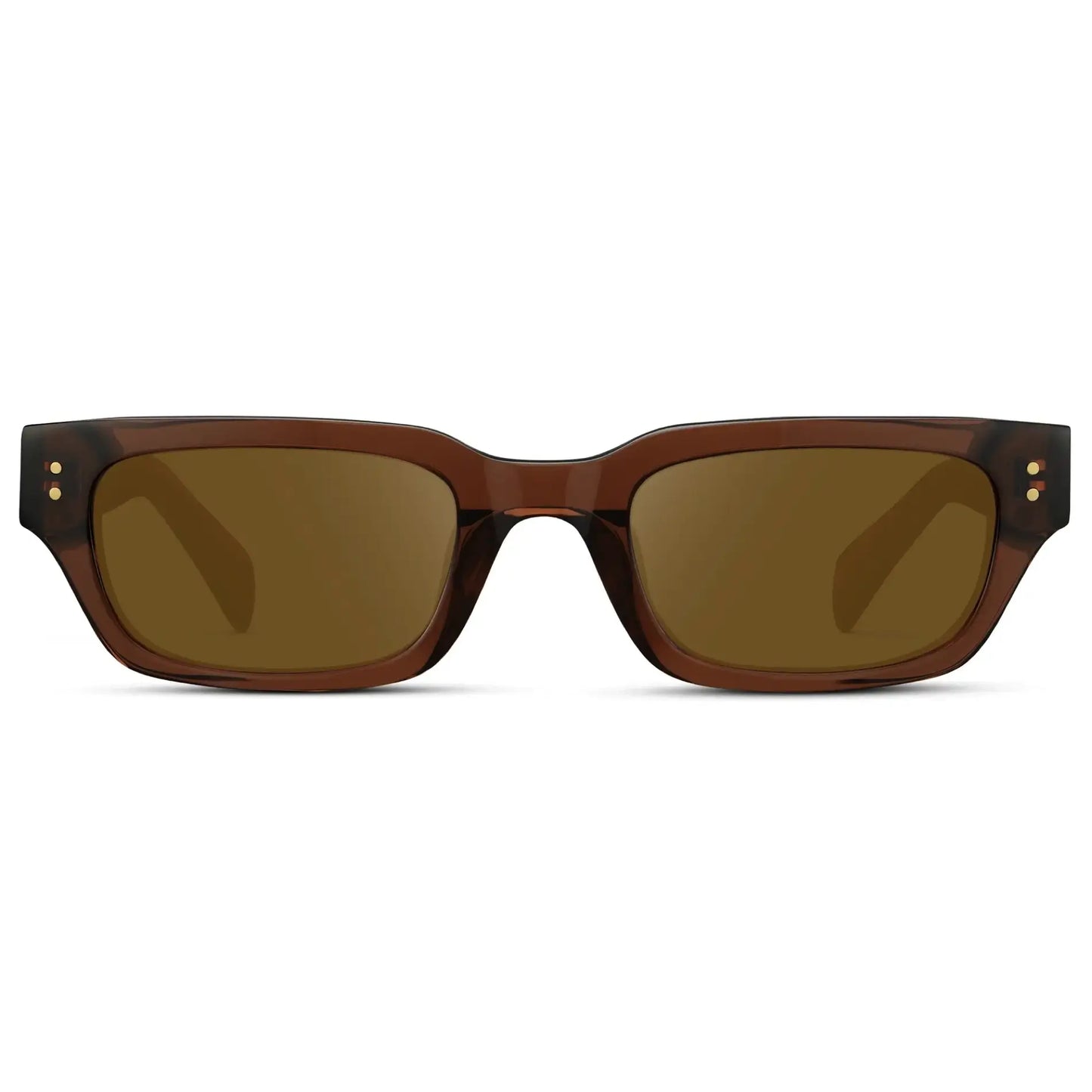 Cocoa Brown / Amber || Women's Rectangular Prescription Sunglasses with Cocoa Brown Frame and Amber Prescription Lens on a white background