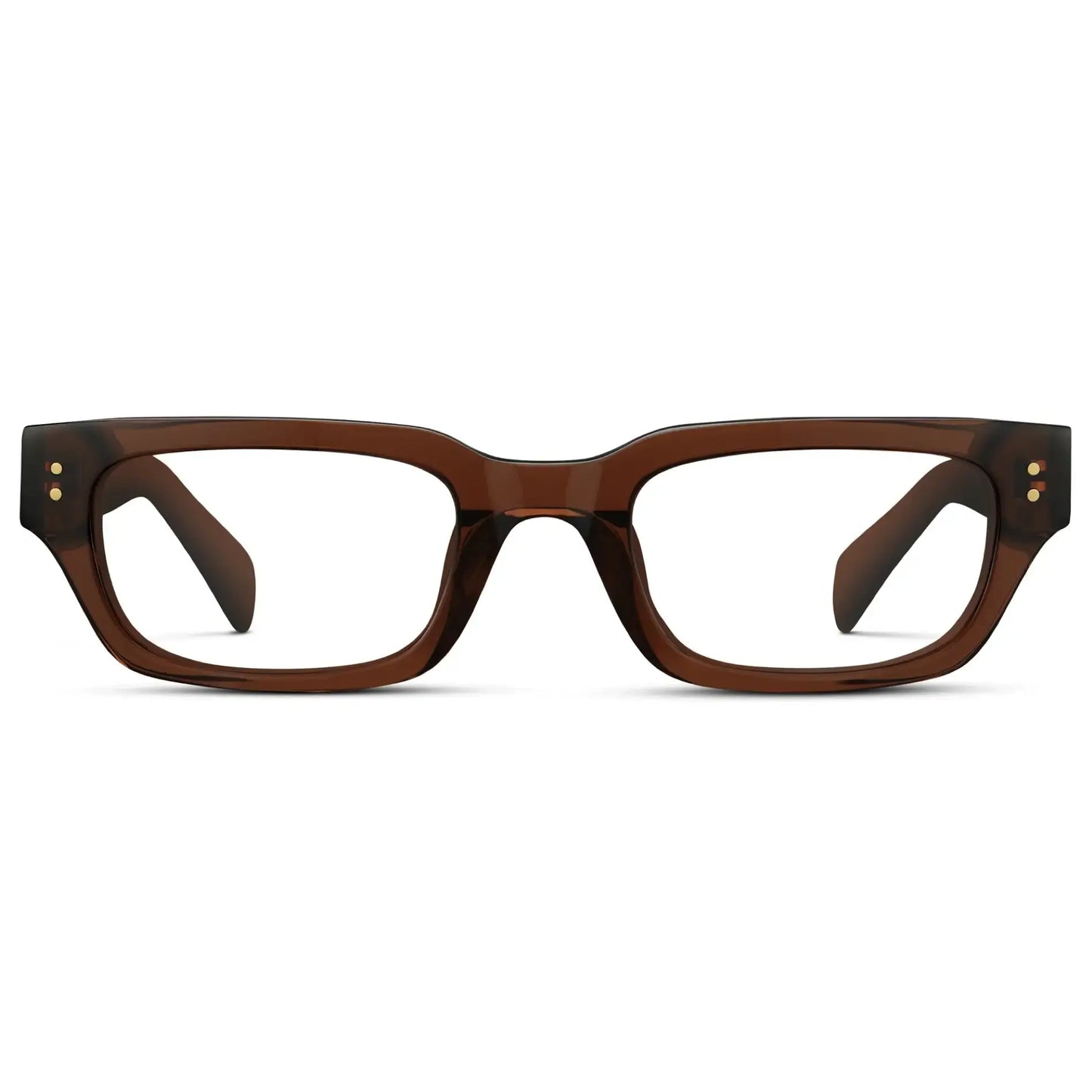 Cocoa Brown || Women's Rectangular Prescription Eyeglasses with Cocoa Brown Frame and Clear Lenses on a white background