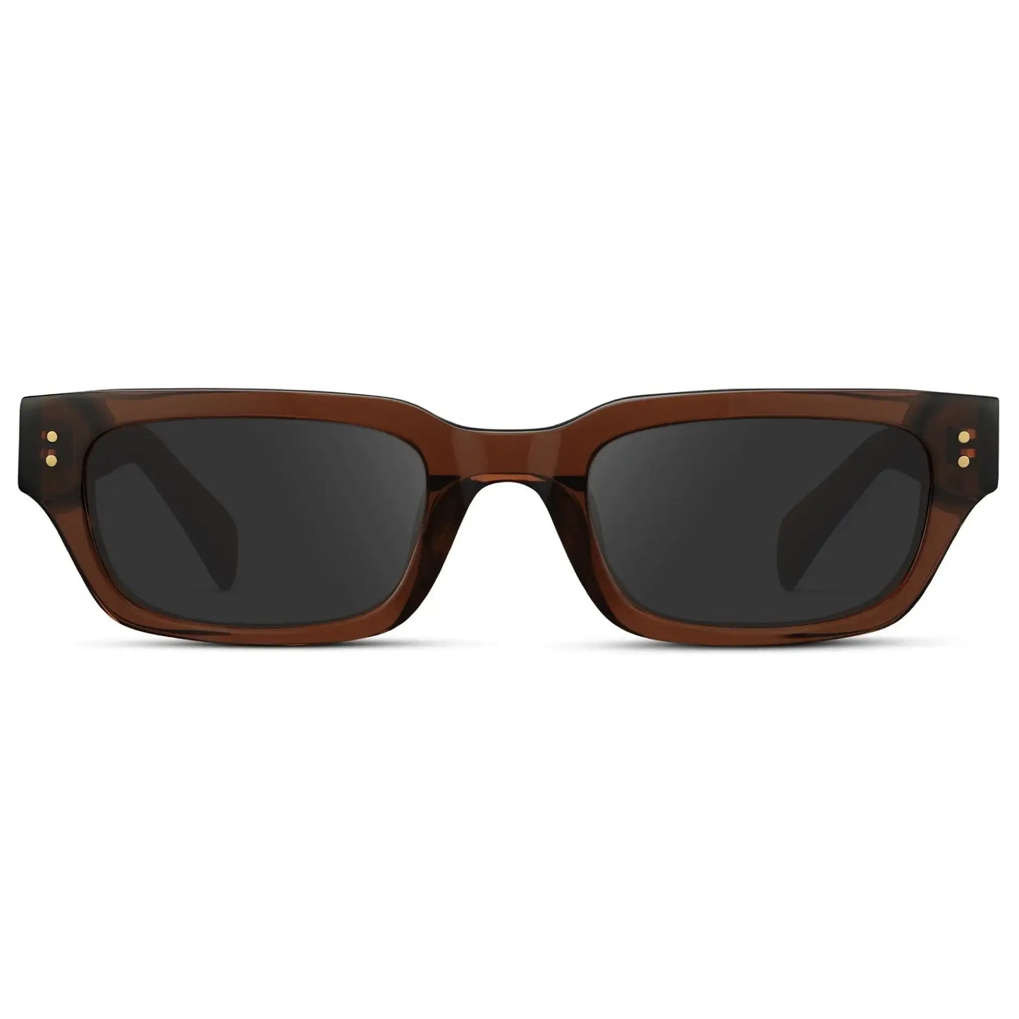 Cocoa Brown / Grey || Women's Rectangular Prescription Sunglasses with Cocoa Brown Frame and Grey Prescription Lens on a white background