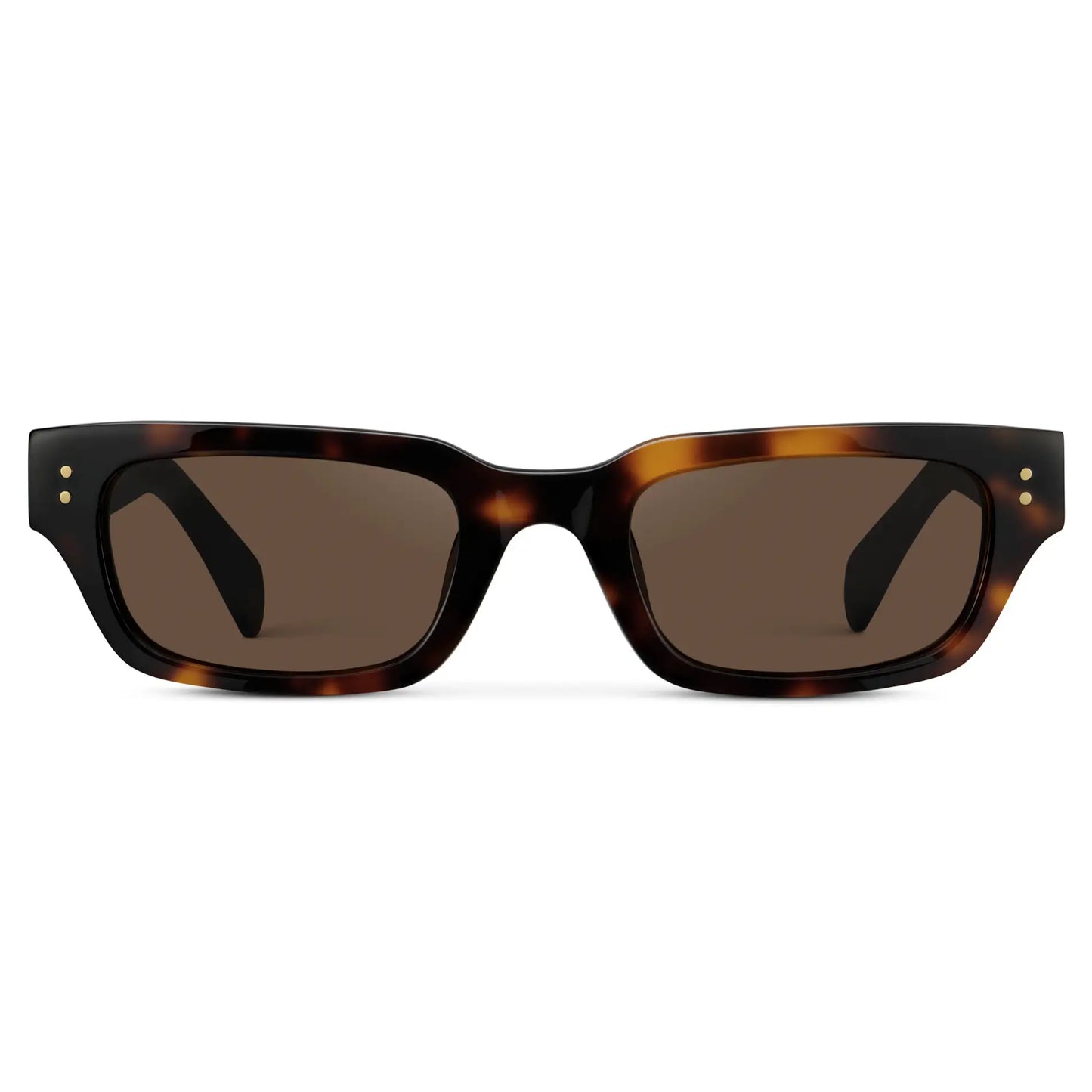 Brown Tortoise / Brown Lens || Women's Rectangular Polarized Sunglasses with Brown Tortoise Acetate Frame and Brown Lenses on a white background