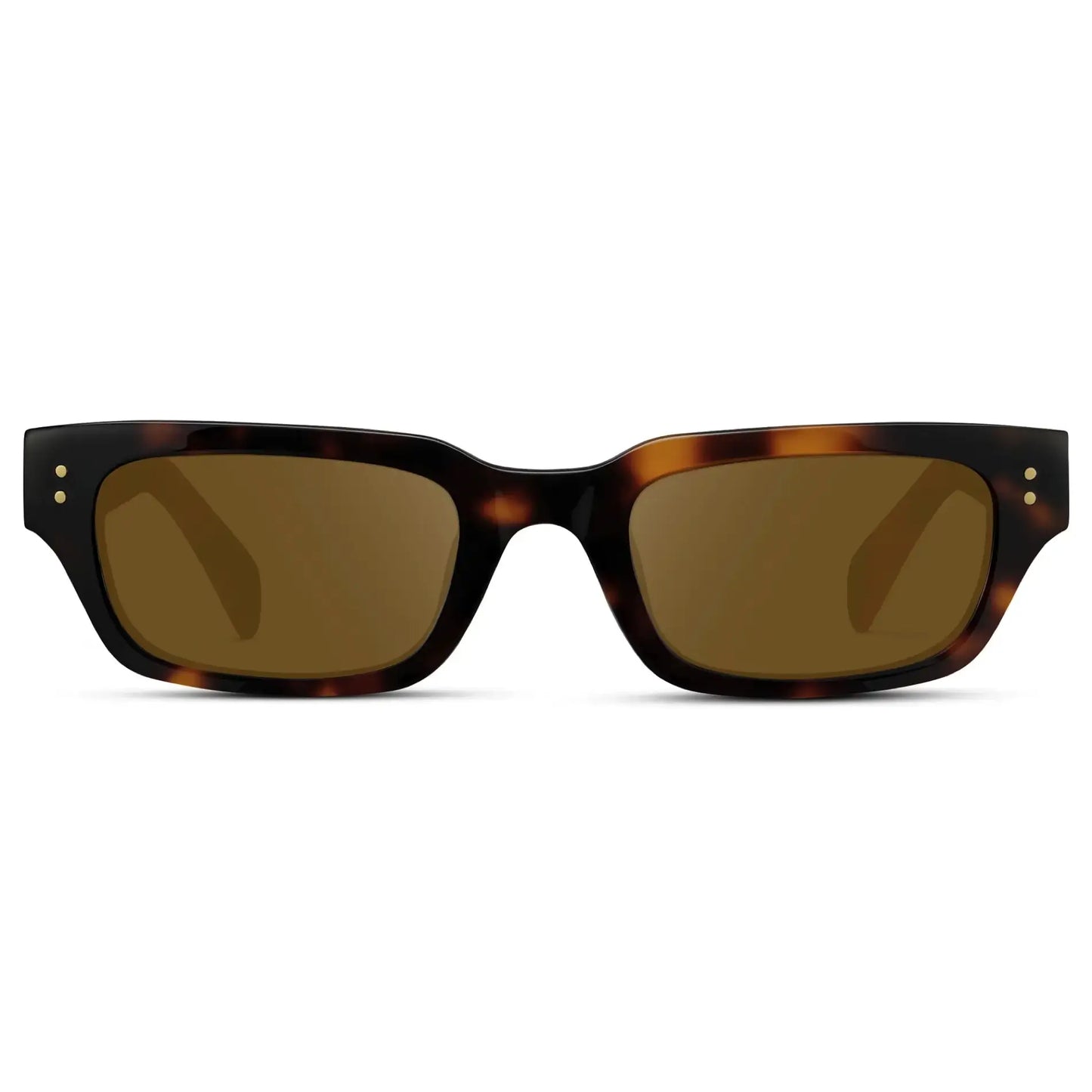 Brown Tortoise / Amber || Women's Rectangular Prescription Sunglasses with Brown Tortoise Frame and Amber Prescription Lens on a white background