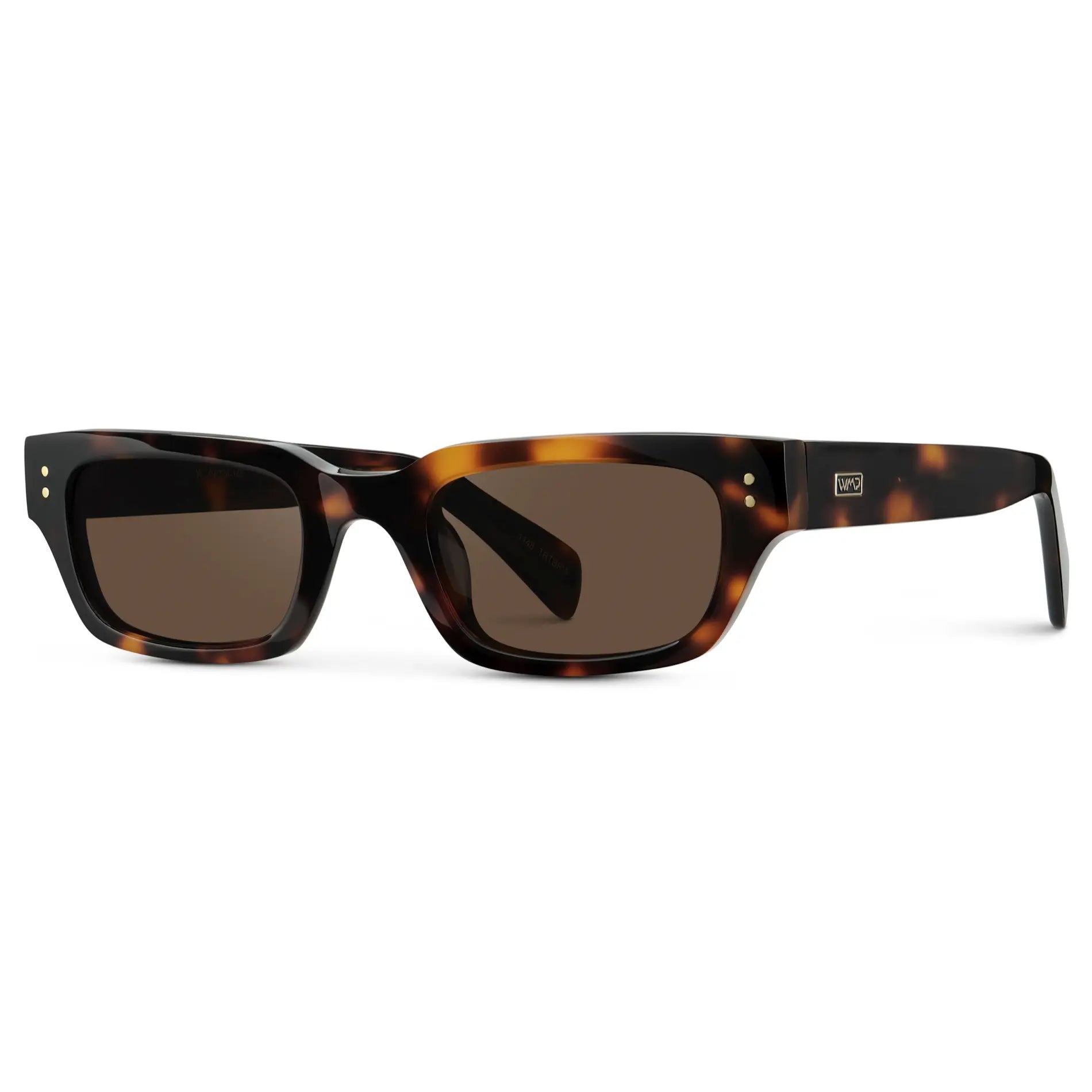 Brown Tortoise / Brown Lens || Women's Rectangular Polarized Sunglasses with Brown Tortoise Acetate Frame and Brown Lenses on a white background