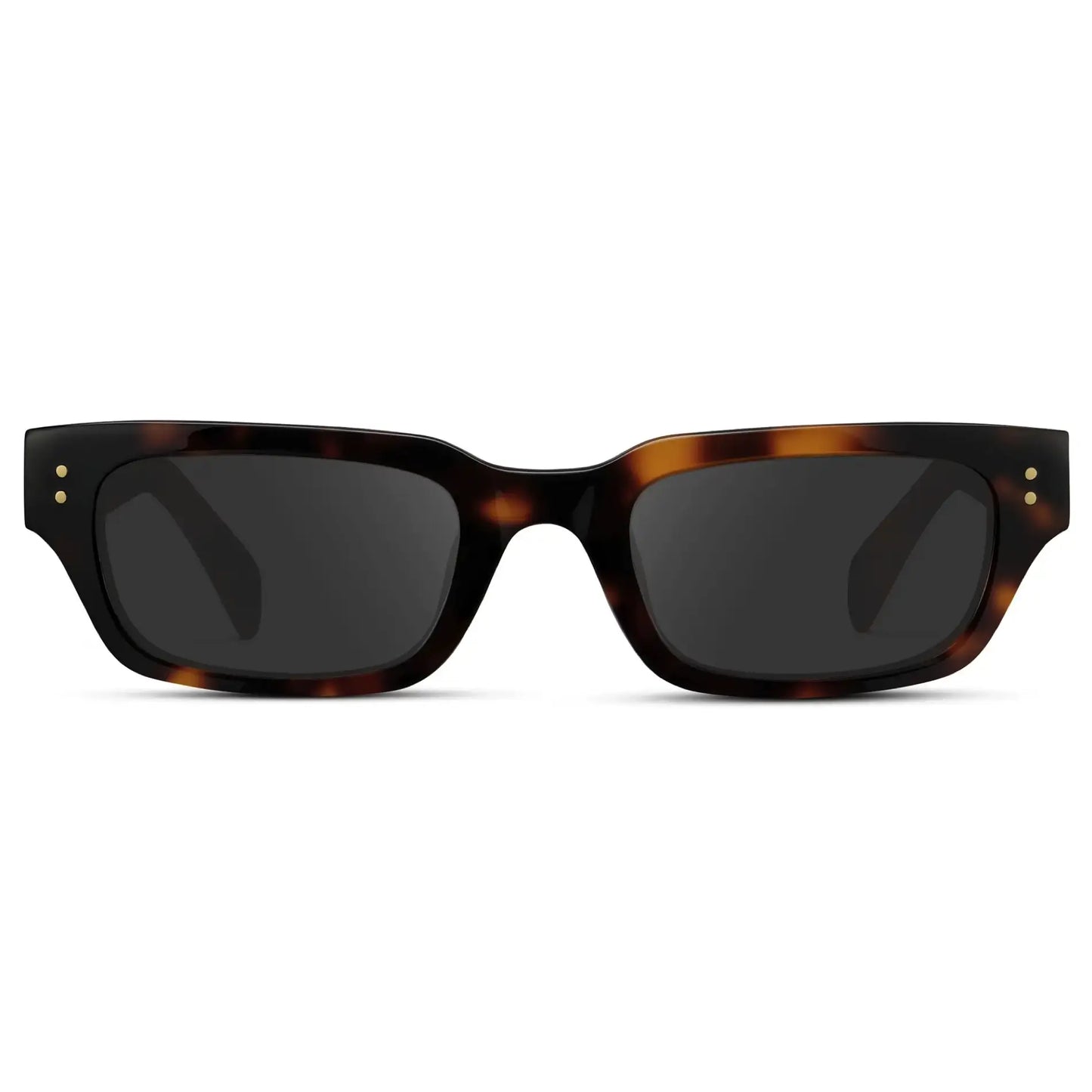 Brown Tortoise / Grey || Women's Rectangular Prescription Sunglasses with Brown Tortoise Frame and Grey Prescription Lens on a white background